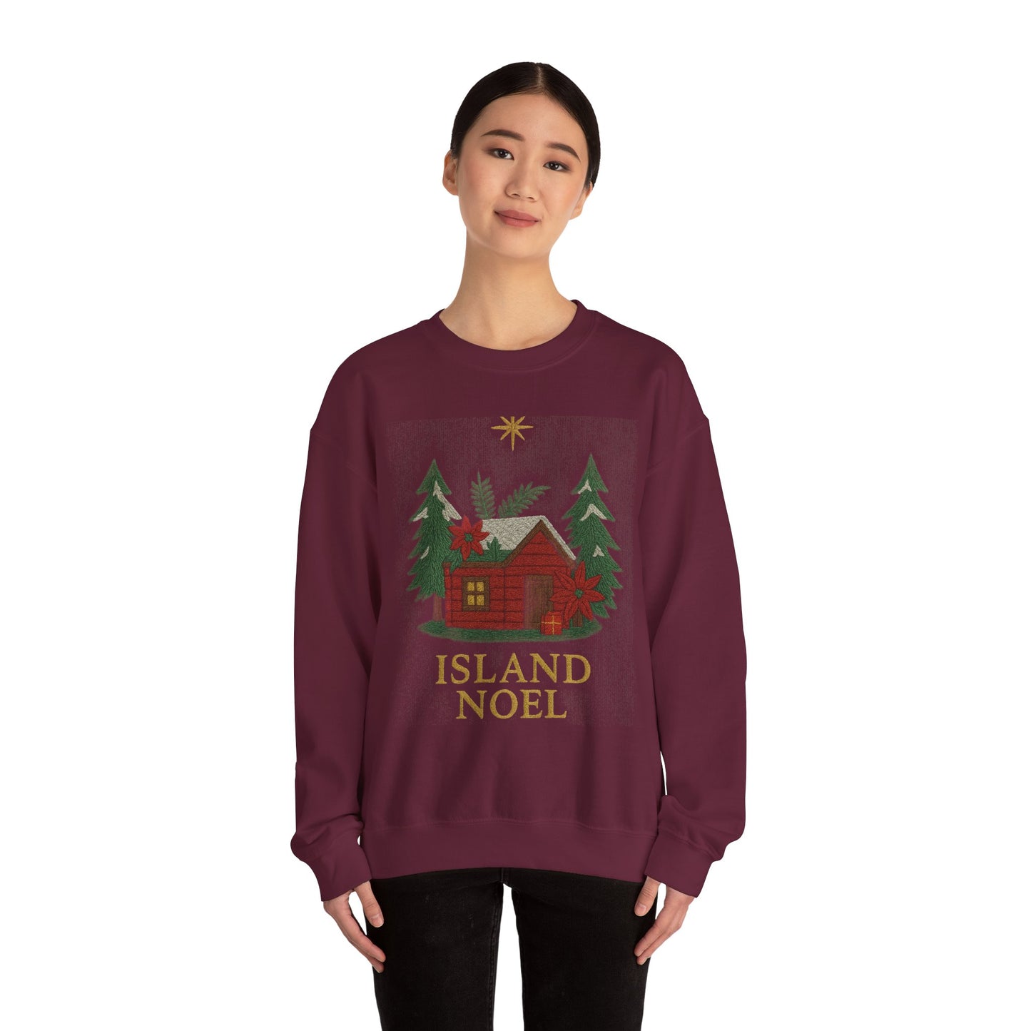 Cozy Holiday Sweatshirt - Island Noel Design, Unisex Christmas Crewneck, Winter Apparel, Gift for Him/Her, Seasonal Fashion
