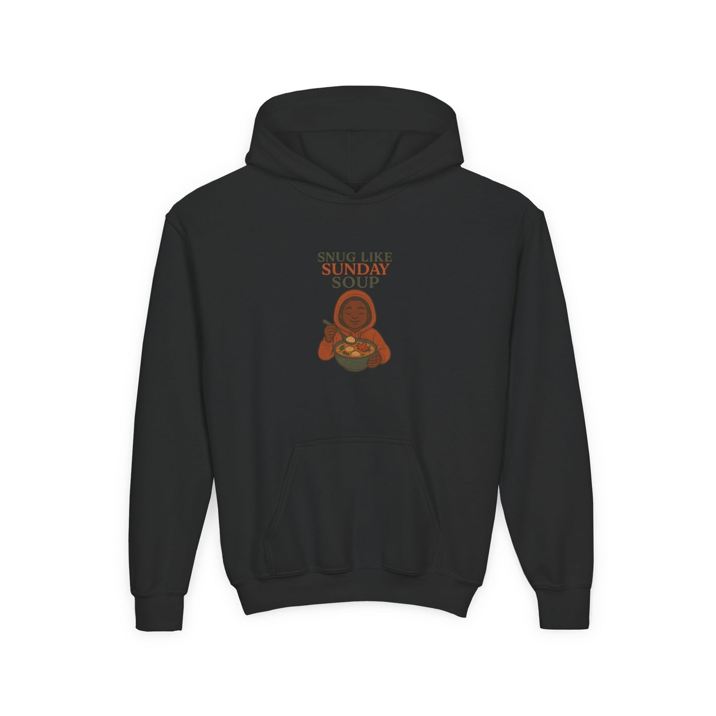 Snug Like Sunday Soup Youth Hoodie - Cozy Kids Sweatshirt, Gifts for Children, Chill Day Apparel, Double Duty Comfort