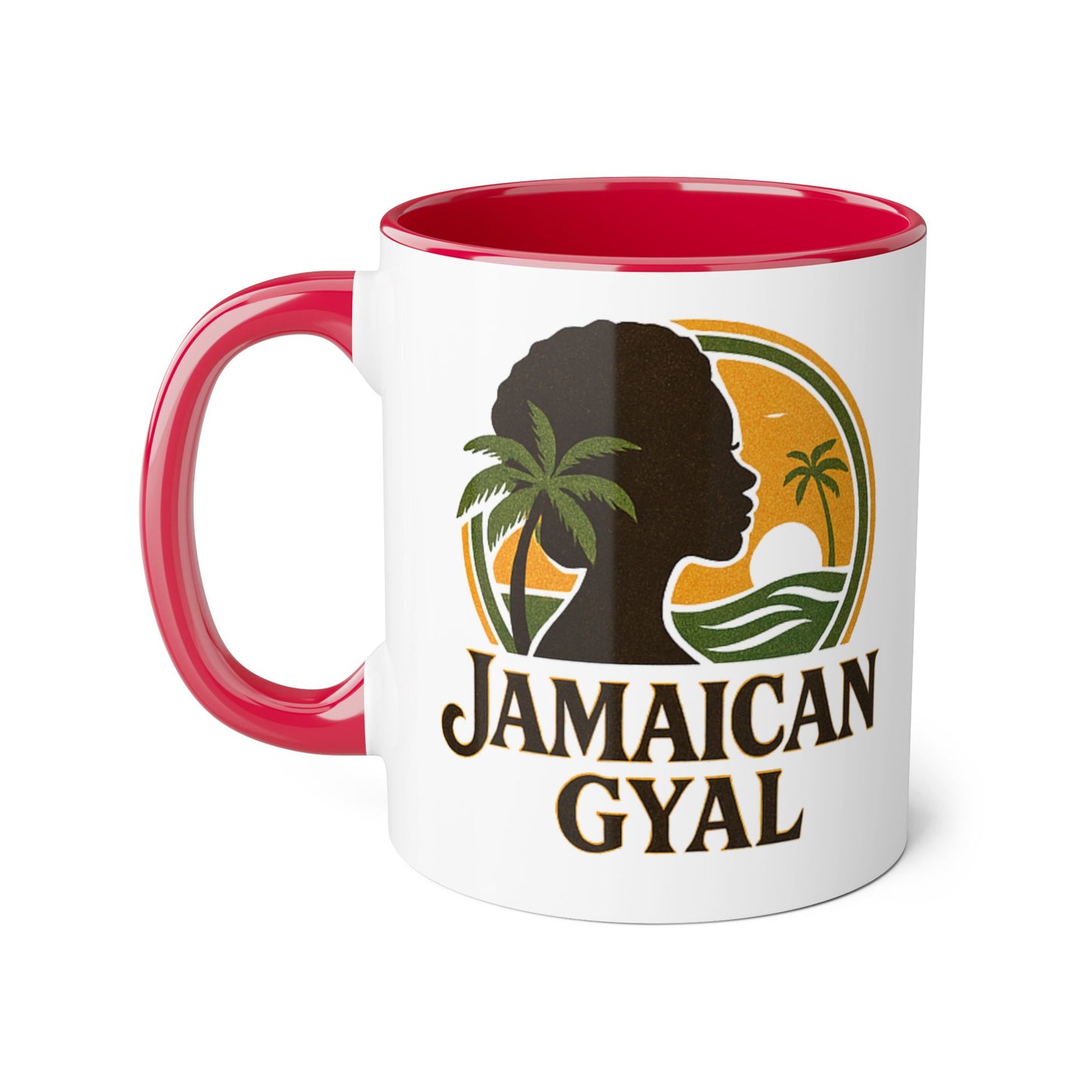 Jamaican Gyal Accent Mug, 11oz Coffee Cup, African Heritage Gift, Tropical Drinkware, Caribbean Inspiration, Black Woman Art