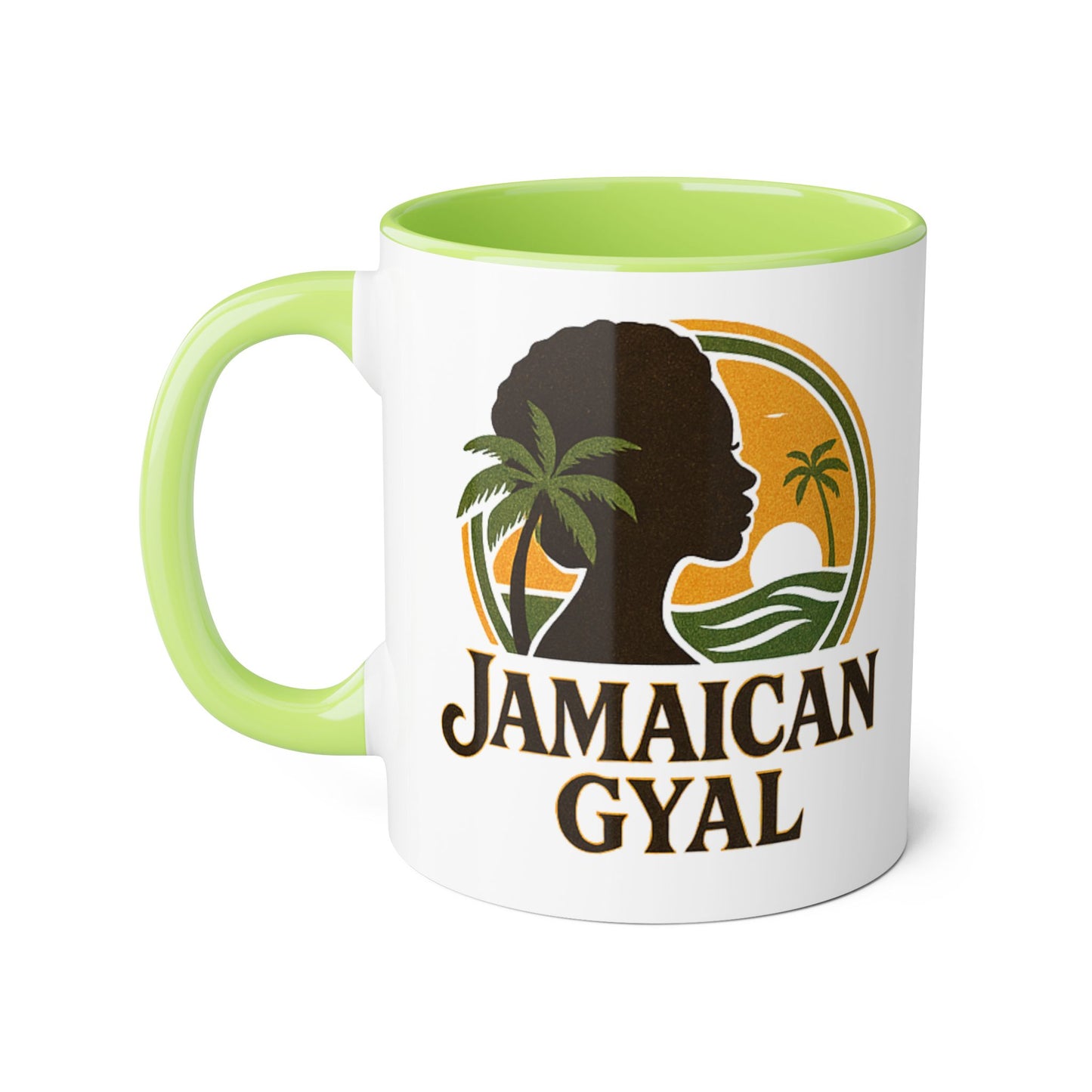 Jamaican Gyal Accent Mug, 11oz Coffee Cup, African Heritage Gift, Tropical Drinkware, Caribbean Inspiration, Black Woman Art