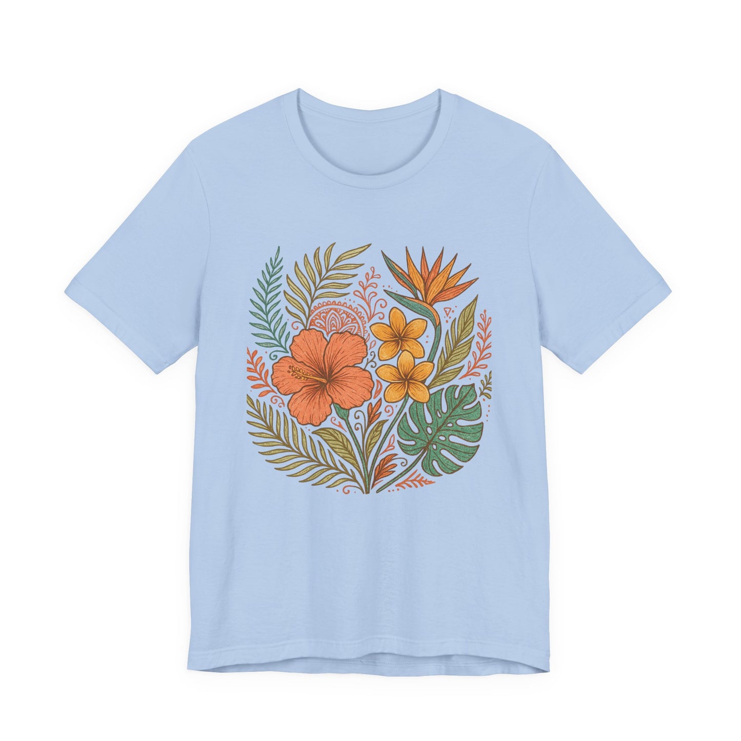 Floral Patterned Unisex Tee - Botanical Style, Summer Wardrobe Essential, Nature Lover Gift, Casual Wear, Eco-Friendly Fashion