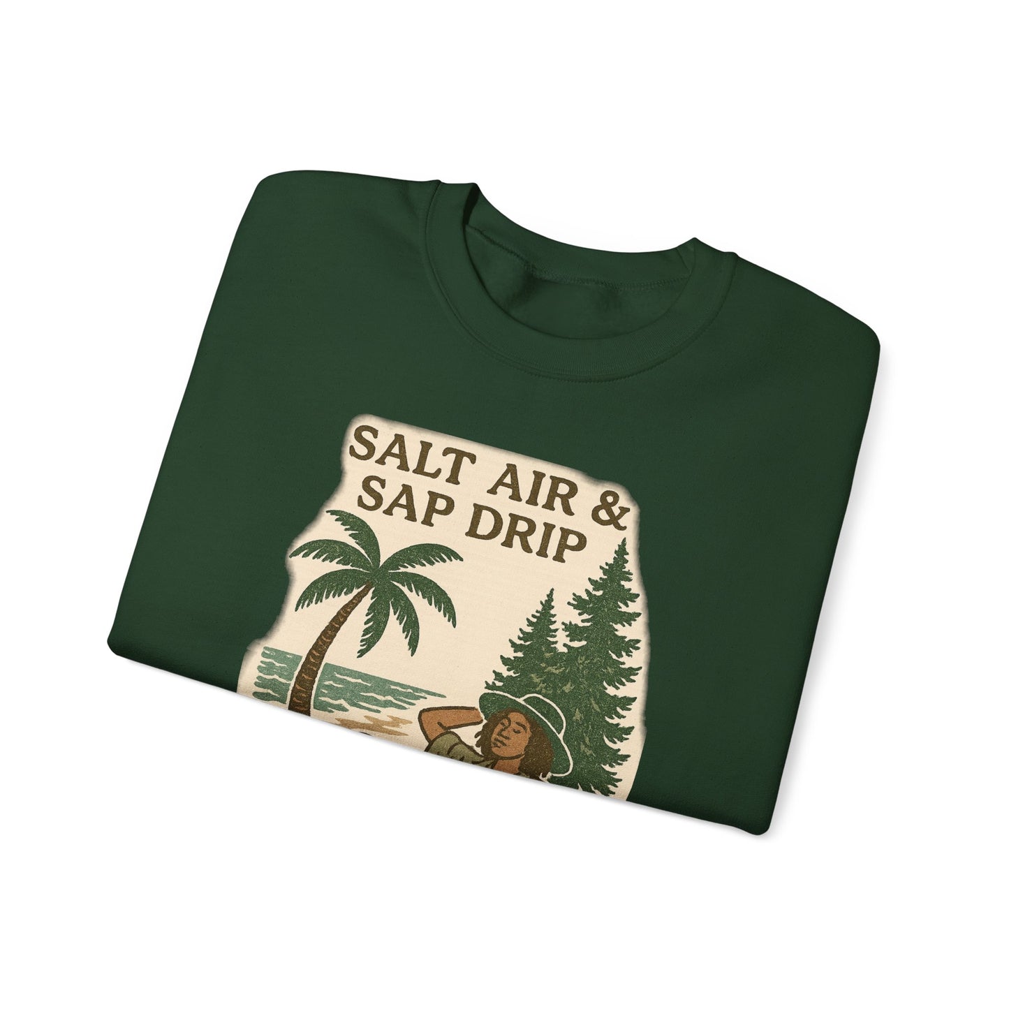 Cozy Beach Vibes Sweatshirt - Salt Air & Sap Drip Unisex Crewneck, Summer Casual Wear, Gift for Nature Lovers, Beach Trip Essentials