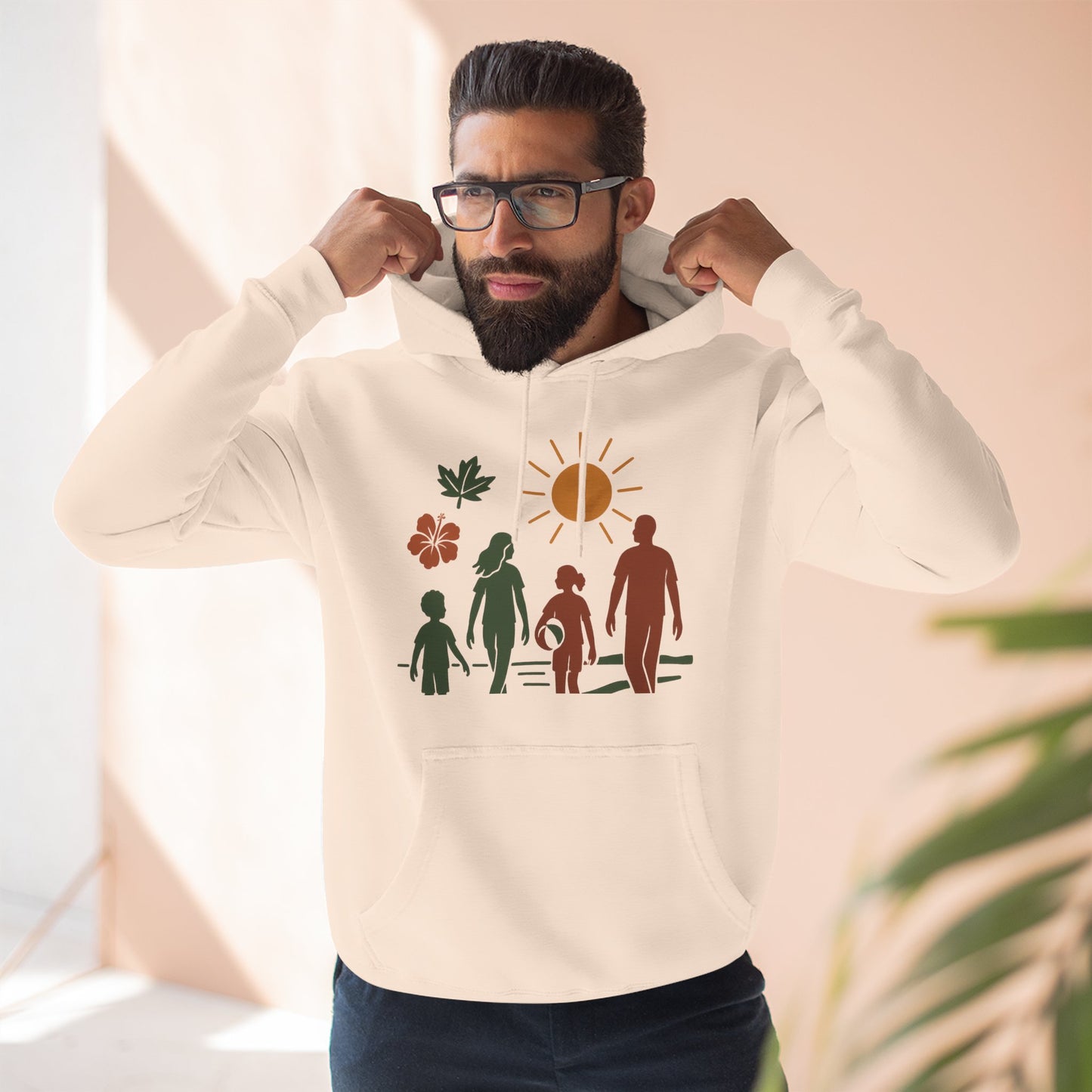 Family Bonding Three-Panel Hoodie, Cozy Family Artwork Fleece, Casual Family Gatherings Sweatshirt, Family Love Hooded Top, Gift for Parents
