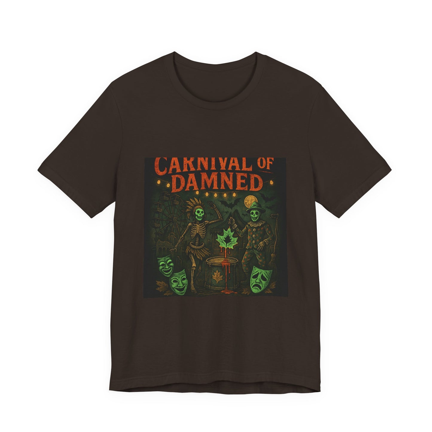 Carnival of Damned Tee | Unisex Short Sleeve Shirt, Halloween Shirt, Spooky Tee, Graphic T-Shirt, Gift for Horror Fans