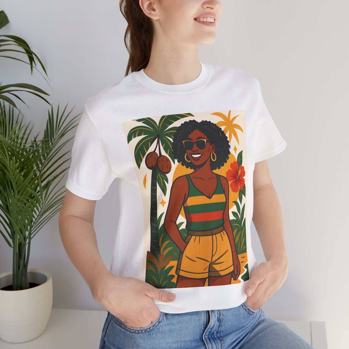 Tropical Graphic Tee for Summer Vibes, Beach Wear, Vacation Style, Graphic T-Shirt for Women, Summer Gift, Casual Outfit