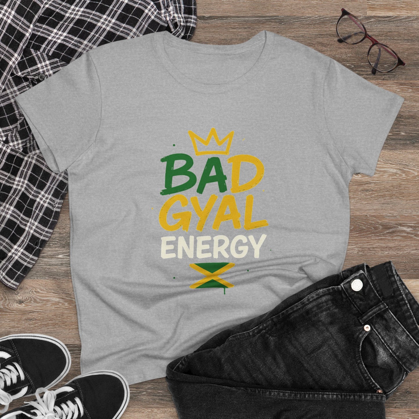 Jamaican Bad Gyal Energy Tee, Women's Graphic T-Shirt, Casual Summer Top, Festival Outfit, Unique Gift for Her