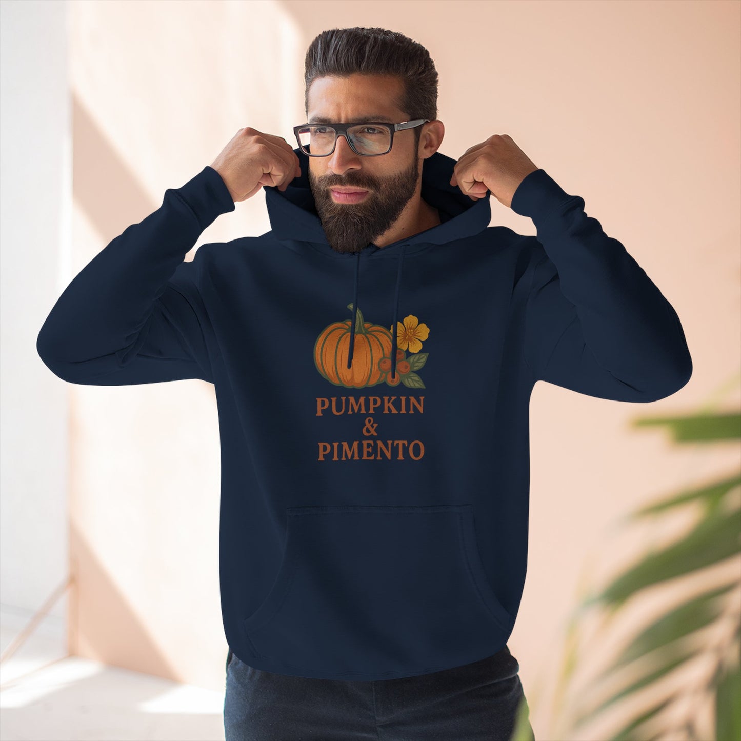 Pumpkin & Pimento Fleece Hoodie | Cozy Fall Sweater, Autumn Fashion, Comfortable Casual Wear, Gift for Pumpkin Lovers, Halloween Apparel