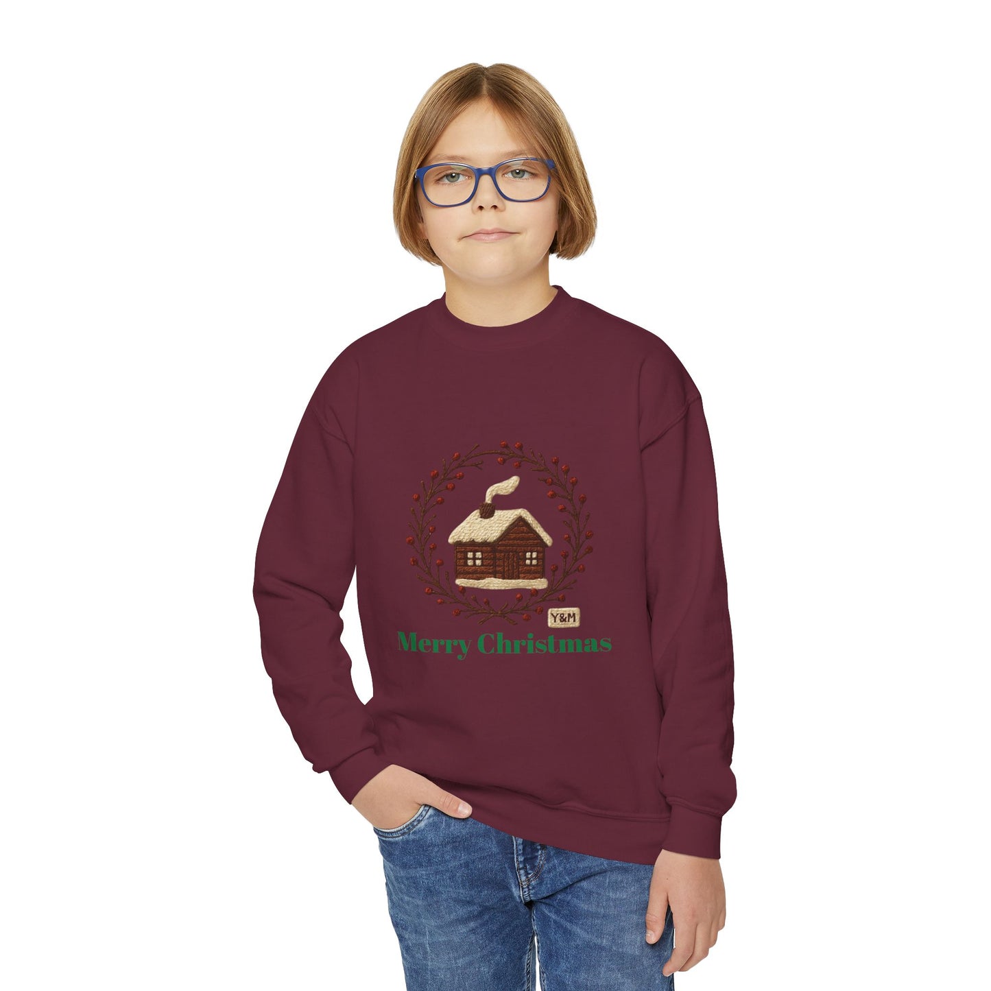 Christmas Youth Crewneck Sweatshirt, Holiday Gift, Cozy Winter Sweater, Festive Christmas Apparel, Toddler Sweatshirt
