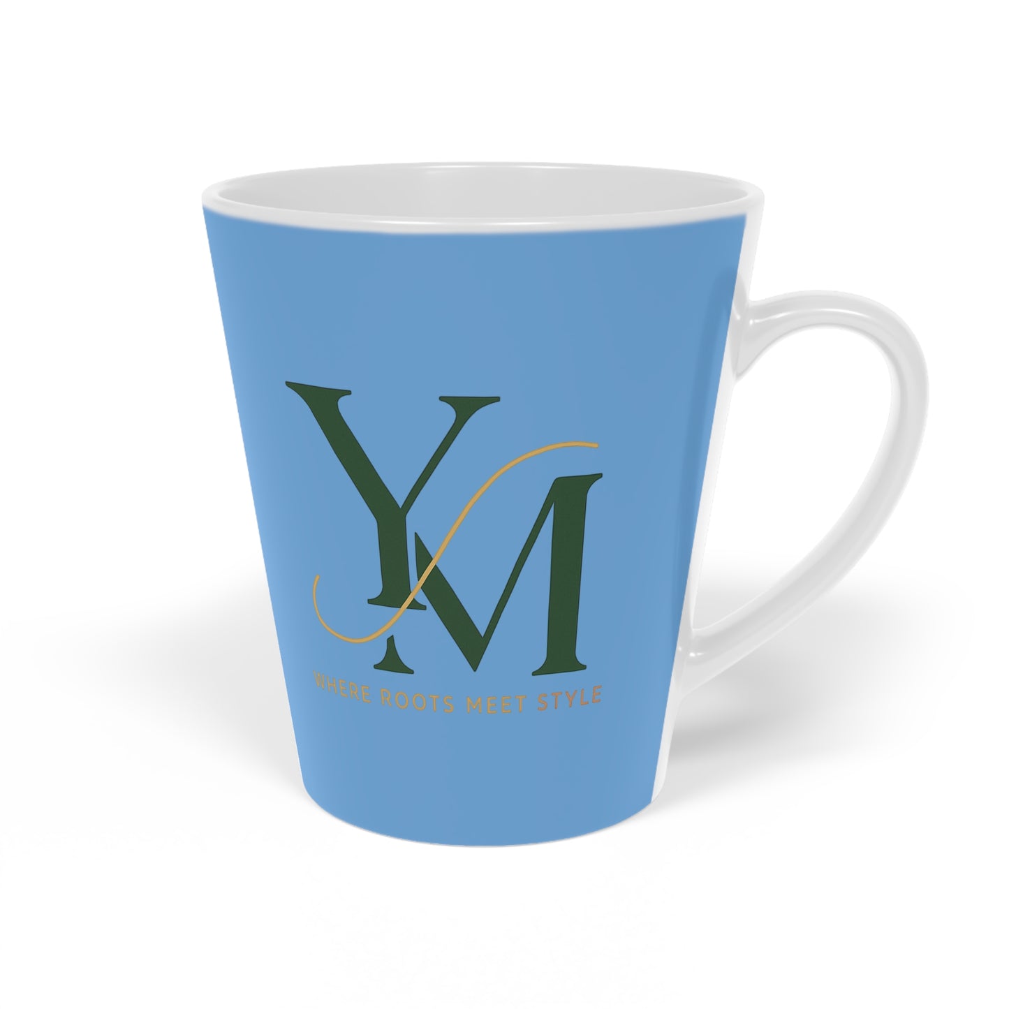 Personalized Elegant Coffee Latte Mug, Gift for Her, Custom Drinkware, Tea Cup, Morning Beverage, Blue Design