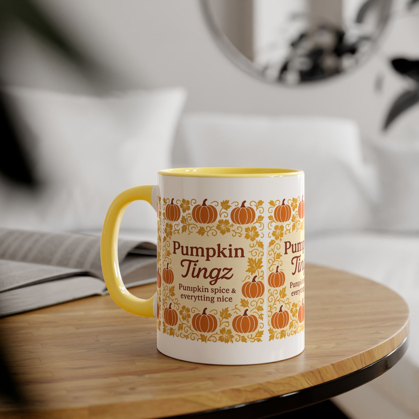 Pumpkin Spice Accent Mug - Fall Decor, Coffee Lovers Gift, Autumn Beverage Mug, Seasonal Kitchenware, Halloween Decor