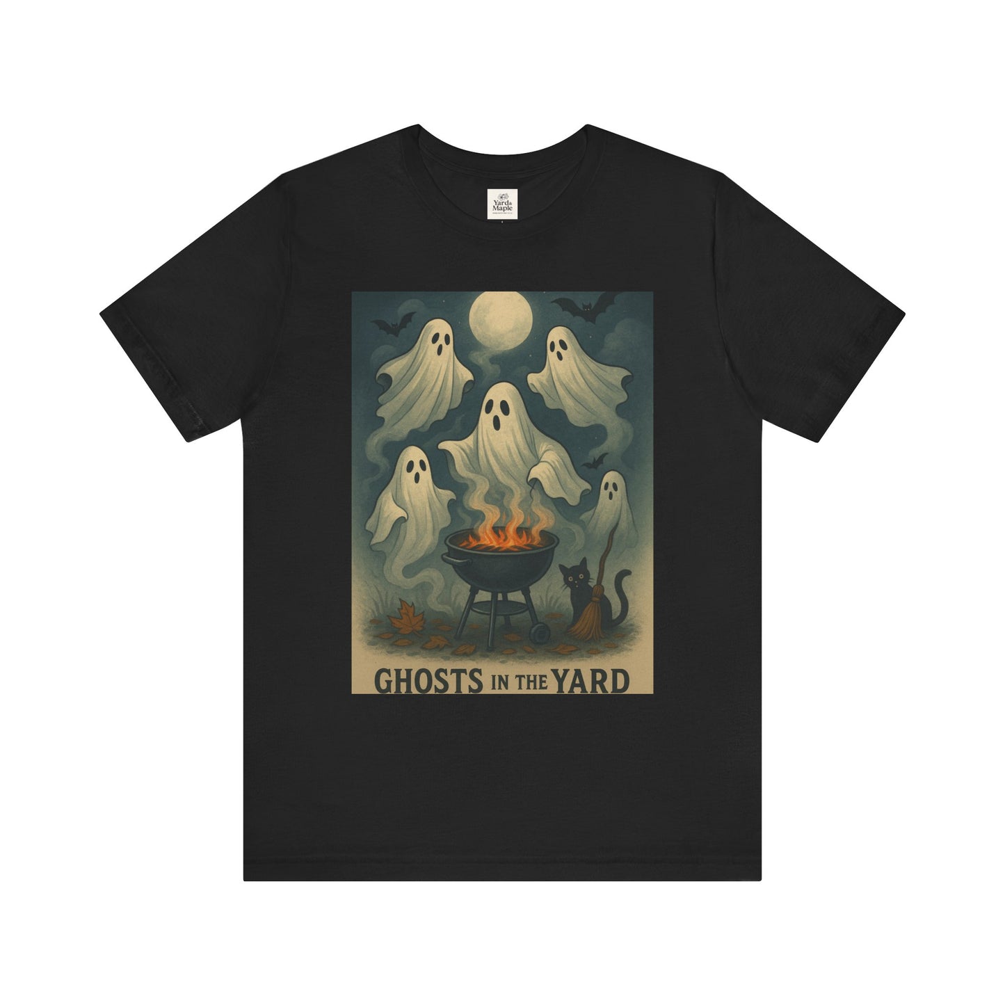 Ghosts in the Yard Tee - Spooky Unisex Short Sleeve Shirt, Halloween Shirt, Ghost Design, Casual Halloween Wear, Gift for Ghost Lovers