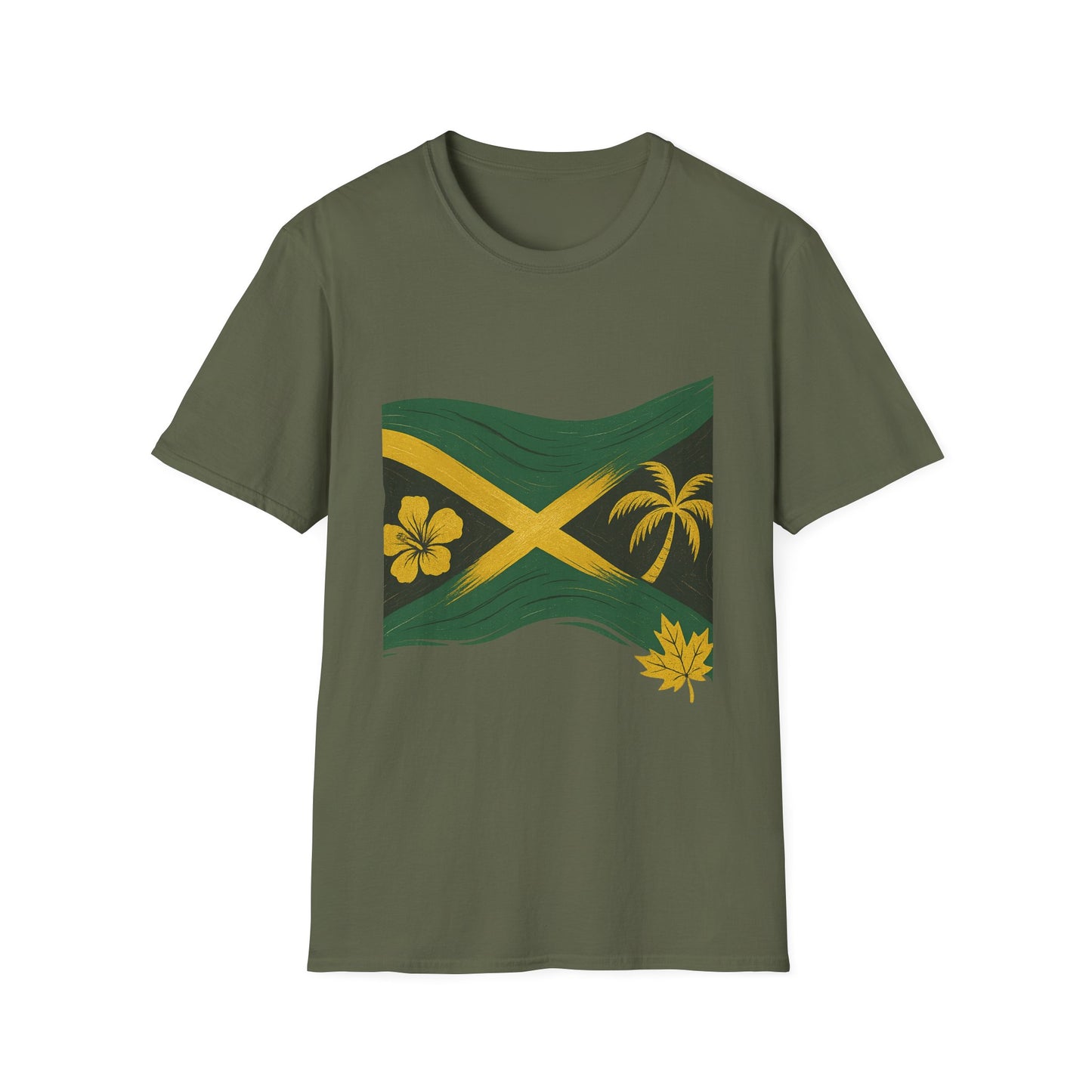 Jamaican Flag Unisex Softstyle T-Shirt - Celebratory Summer Wear, Vacation Shirt, Gift for Travel Lovers, Beach Outfit, Festival Tee