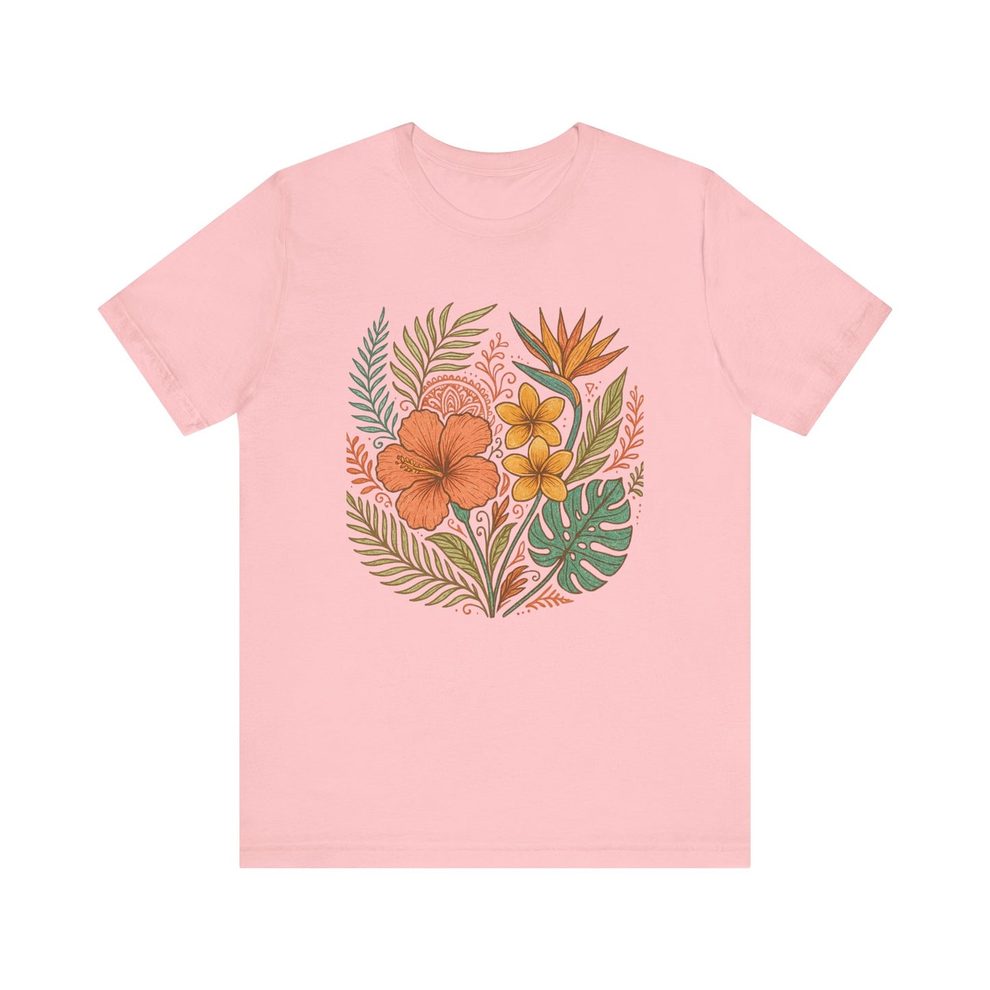 Floral Patterned Unisex Tee - Botanical Style, Summer Wardrobe Essential, Nature Lover Gift, Casual Wear, Eco-Friendly Fashion