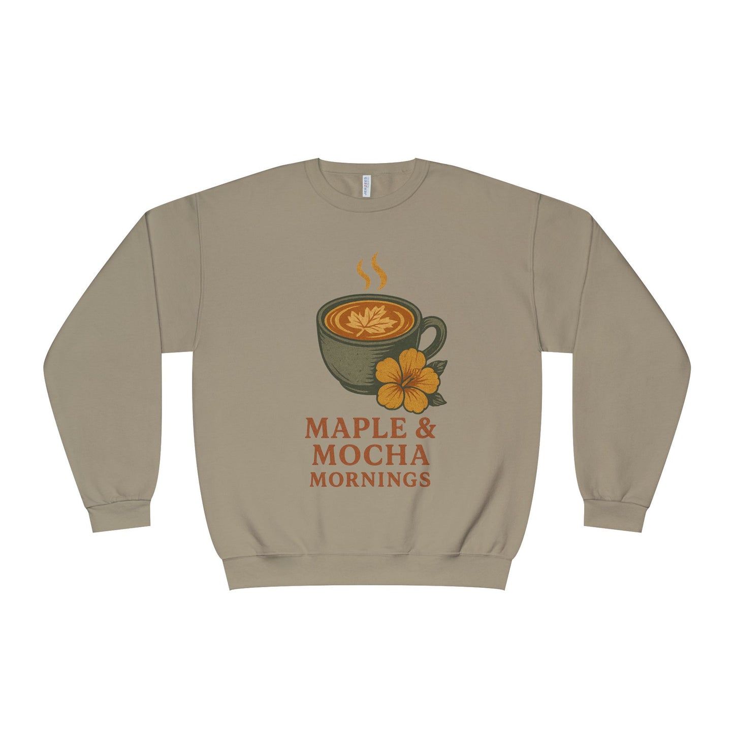 Cozy Coffee Sweatshirt - Maple & Mocha Mornings Unisex Crewneck, Warm Gift for Coffee Lovers, Casual Fall Fashion, Weekend Relaxation