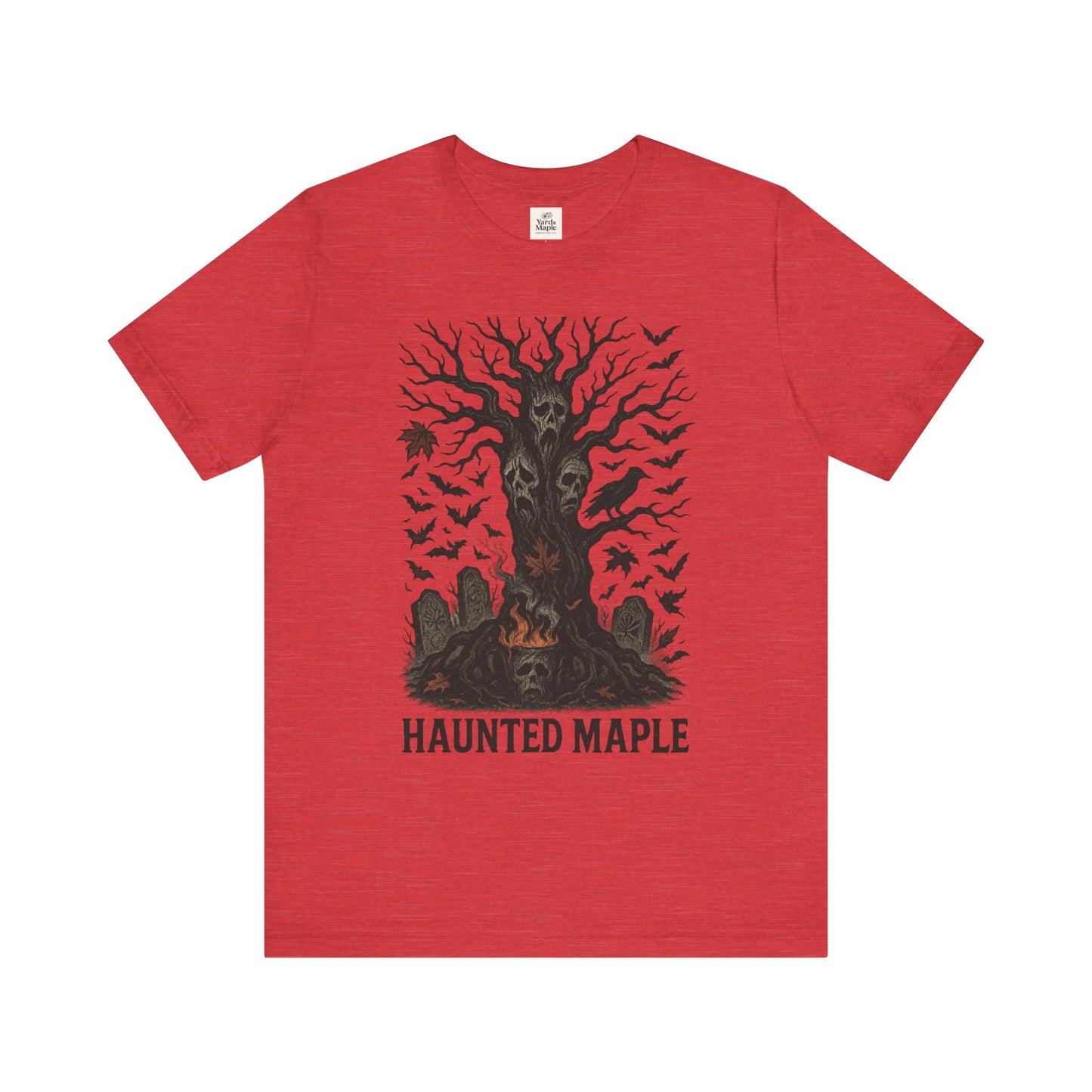 Haunted Maple Tee - Unisex Jersey Short Sleeve T-Shirt for Fall, Halloween, Spooky Vibe, Ghost Lovers, Unique Gift