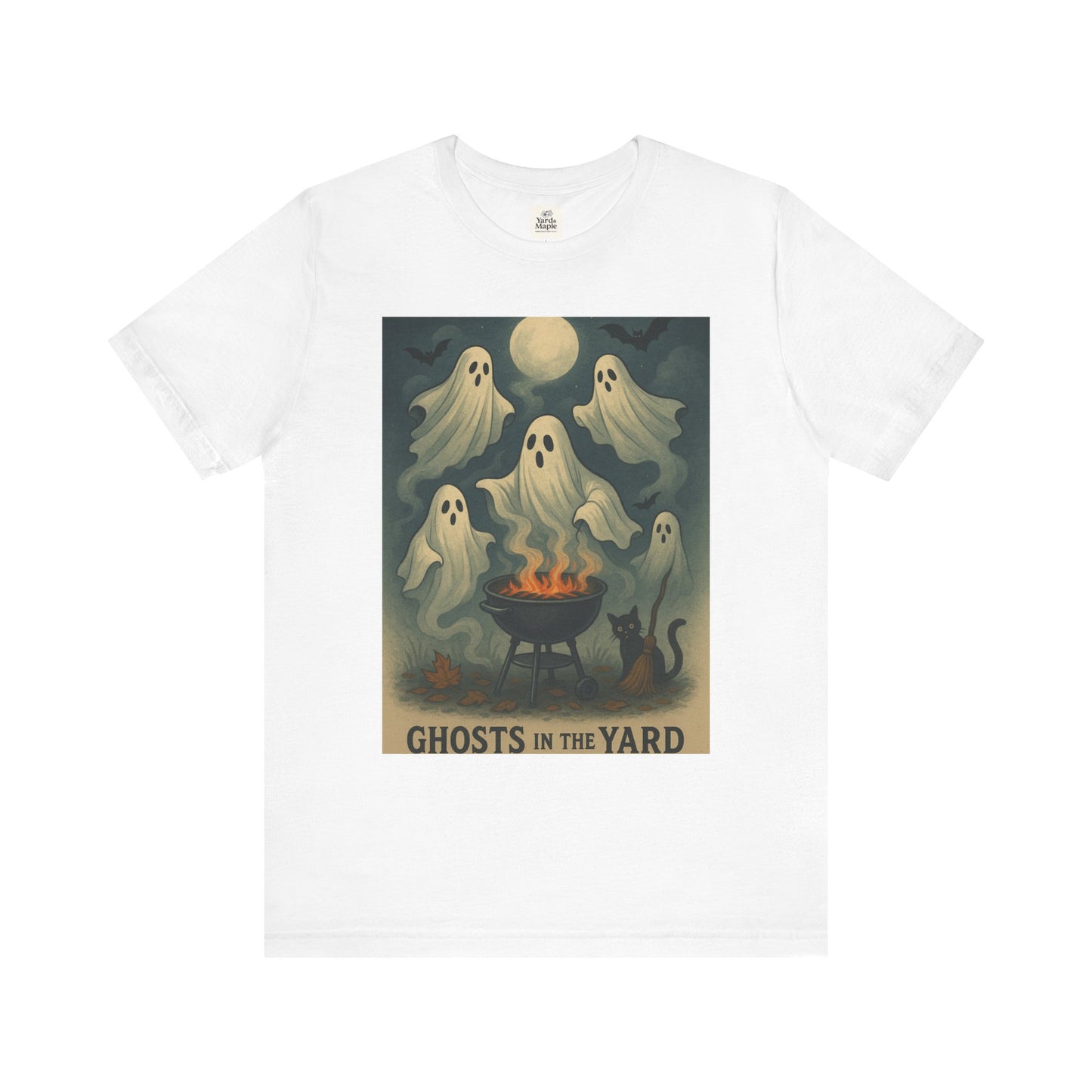 Ghosts in the Yard Tee - Spooky Unisex Short Sleeve Shirt, Halloween Shirt, Ghost Design, Casual Halloween Wear, Gift for Ghost Lovers