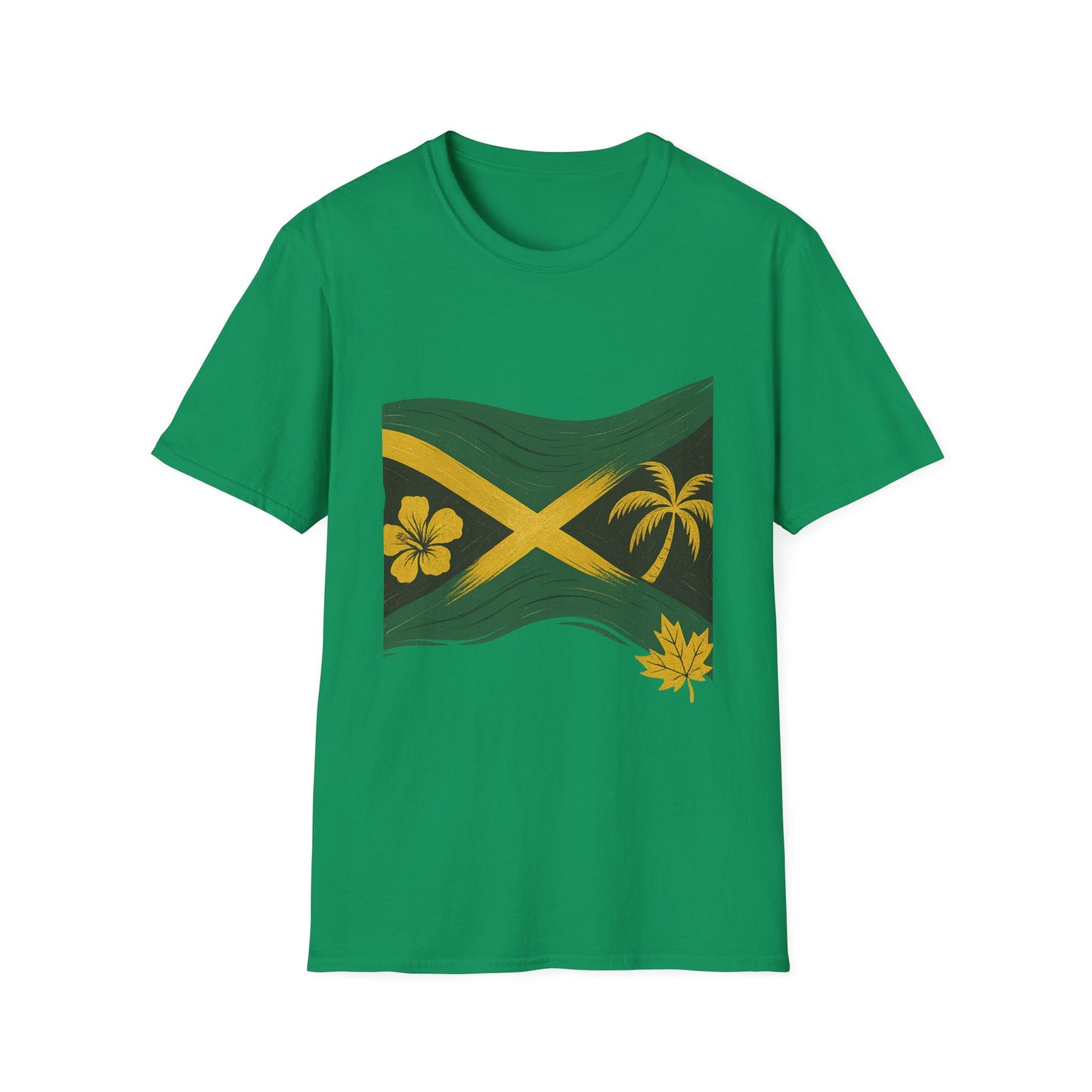 Jamaican Flag Unisex Softstyle T-Shirt - Celebratory Summer Wear, Vacation Shirt, Gift for Travel Lovers, Beach Outfit, Festival Tee