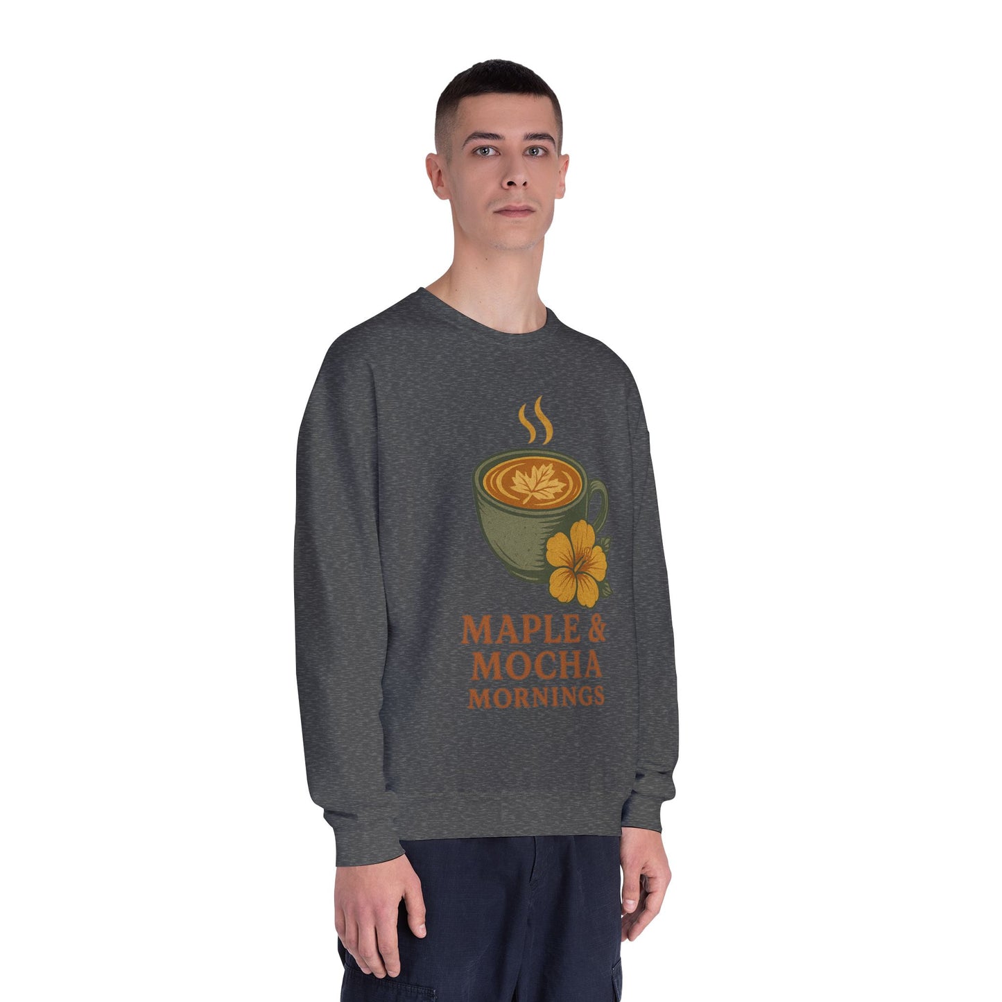Cozy Coffee Sweatshirt - Maple & Mocha Mornings Unisex Crewneck, Warm Gift for Coffee Lovers, Casual Fall Fashion, Weekend Relaxation