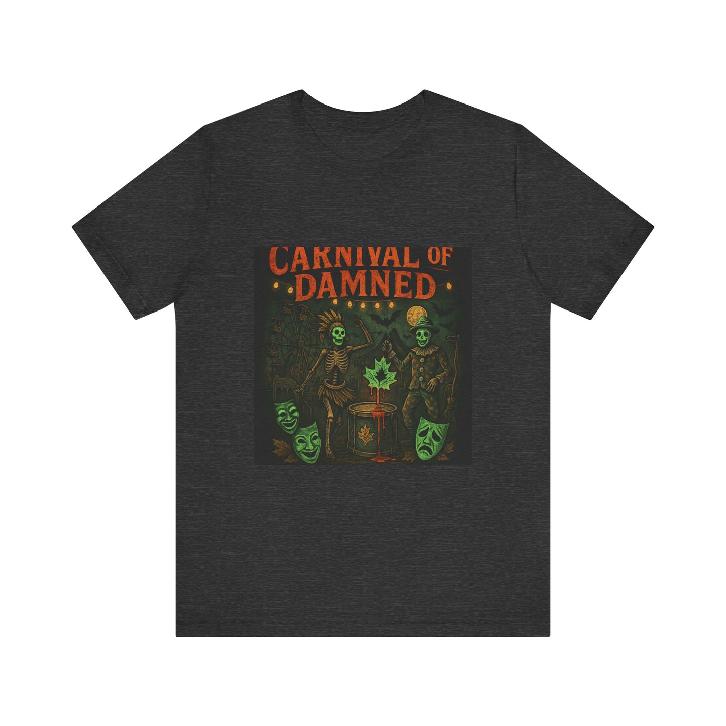 Carnival of Damned Tee | Unisex Short Sleeve Shirt, Halloween Shirt, Spooky Tee, Graphic T-Shirt, Gift for Horror Fans