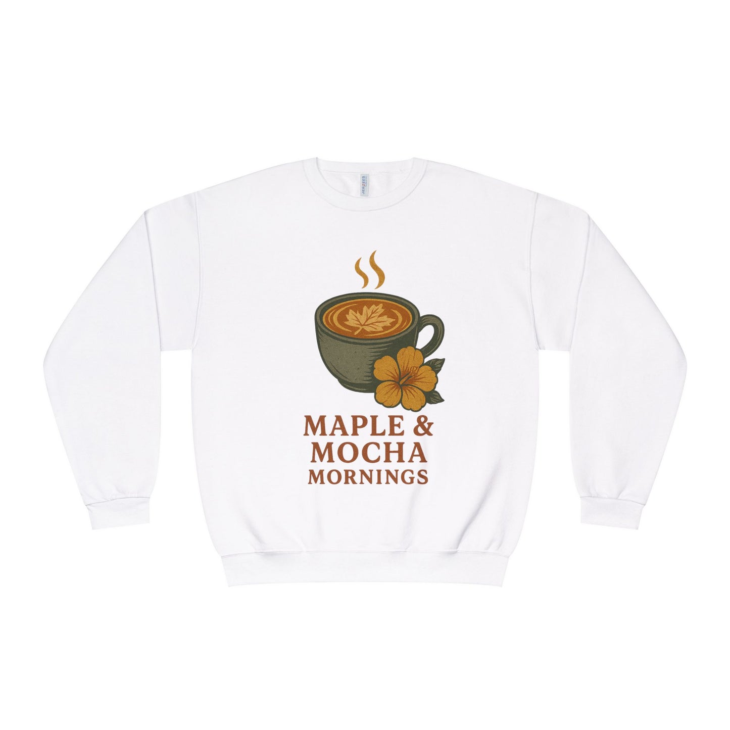 Cozy Coffee Sweatshirt - Maple & Mocha Mornings Unisex Crewneck, Warm Gift for Coffee Lovers, Casual Fall Fashion, Weekend Relaxation