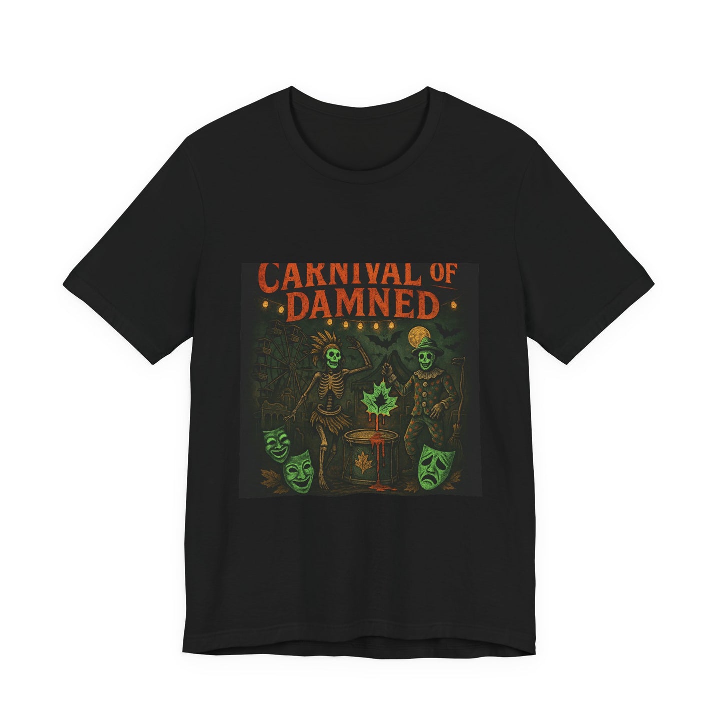 Carnival of Damned Tee | Unisex Short Sleeve Shirt, Halloween Shirt, Spooky Tee, Graphic T-Shirt, Gift for Horror Fans