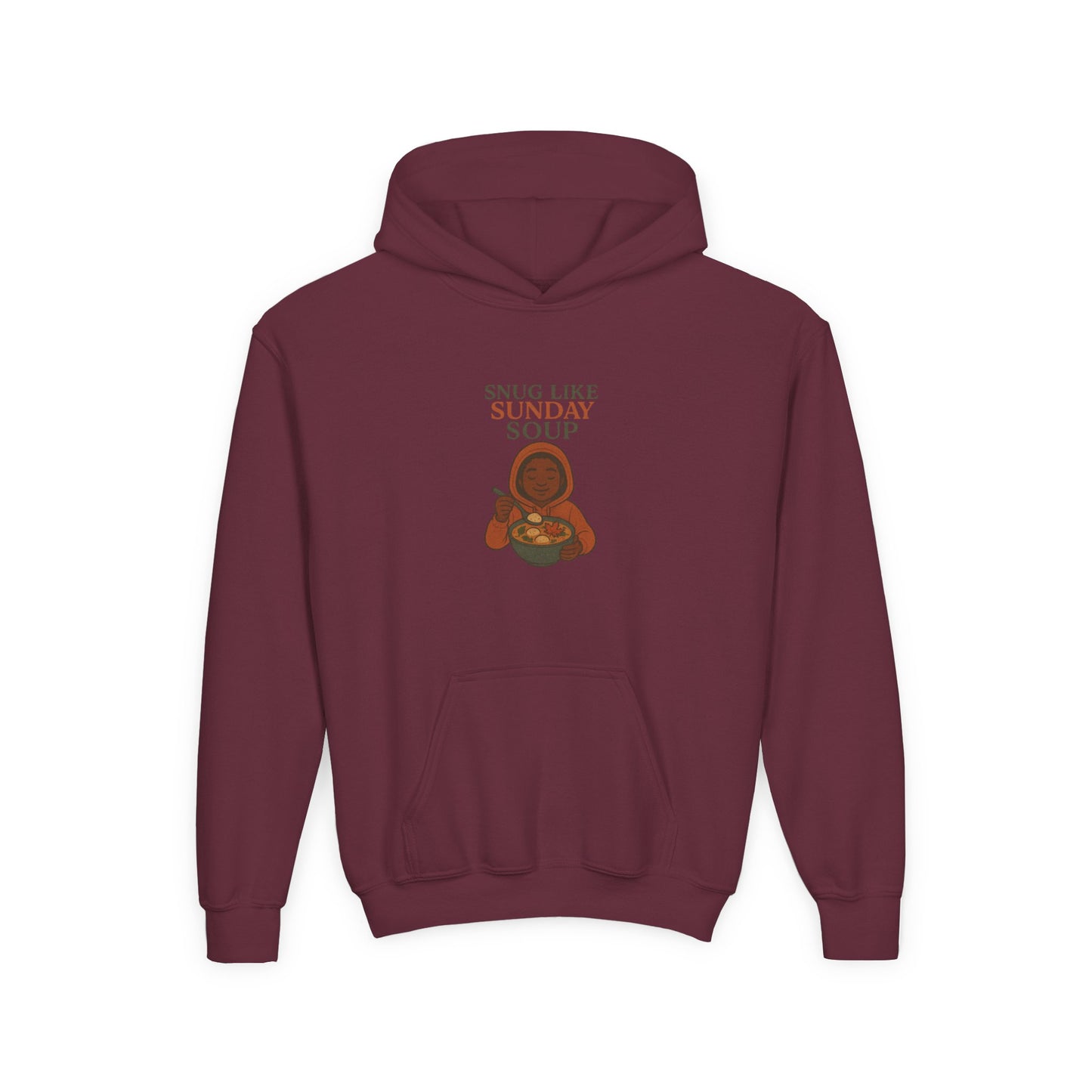 Snug Like Sunday Soup Youth Hoodie - Cozy Kids Sweatshirt, Gifts for Children, Chill Day Apparel, Double Duty Comfort