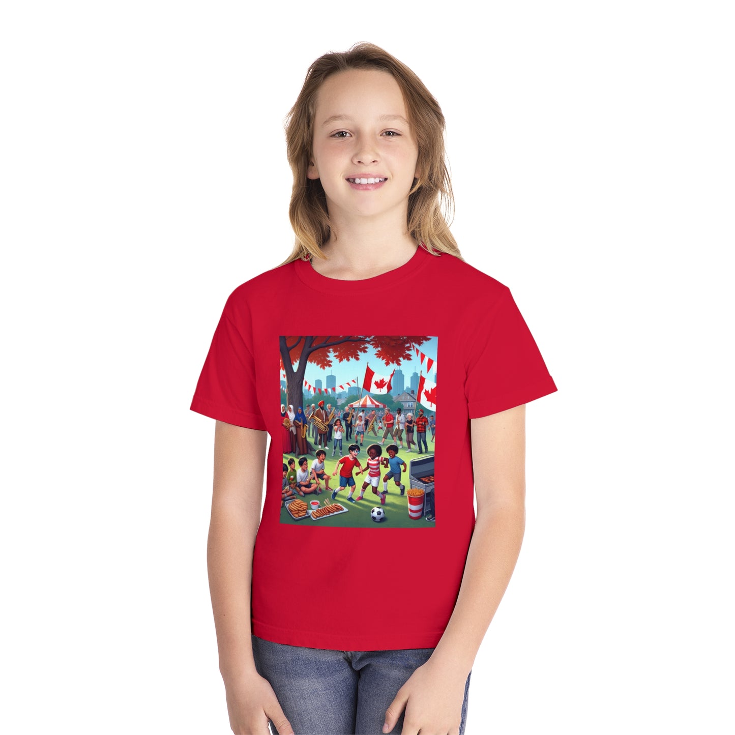 Youth Canada Day Tee - Celebrate with Pride, Summer T-Shirt, Red Tee for Kids, Canada Day Celebration, Fun Youth Apparel