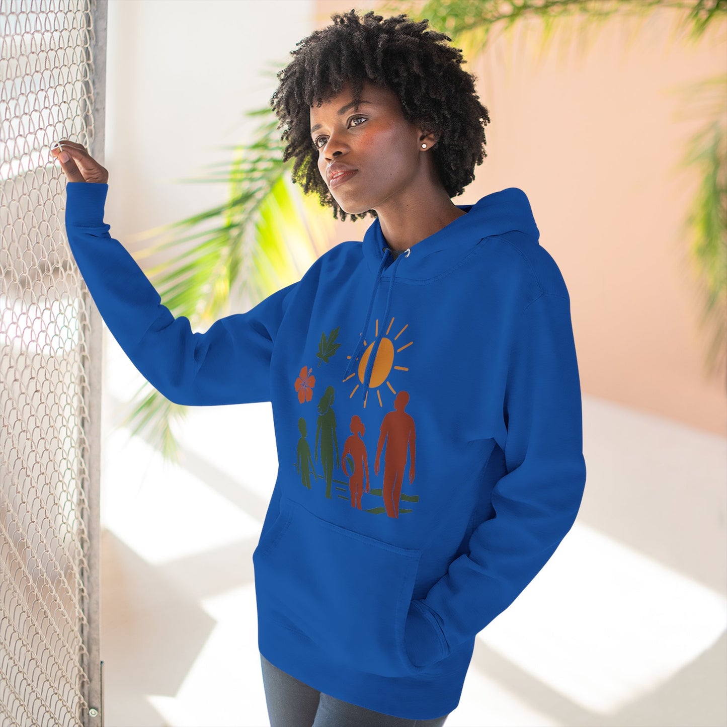 Family Bonding Three-Panel Hoodie, Cozy Family Artwork Fleece, Casual Family Gatherings Sweatshirt, Family Love Hooded Top, Gift for Parents