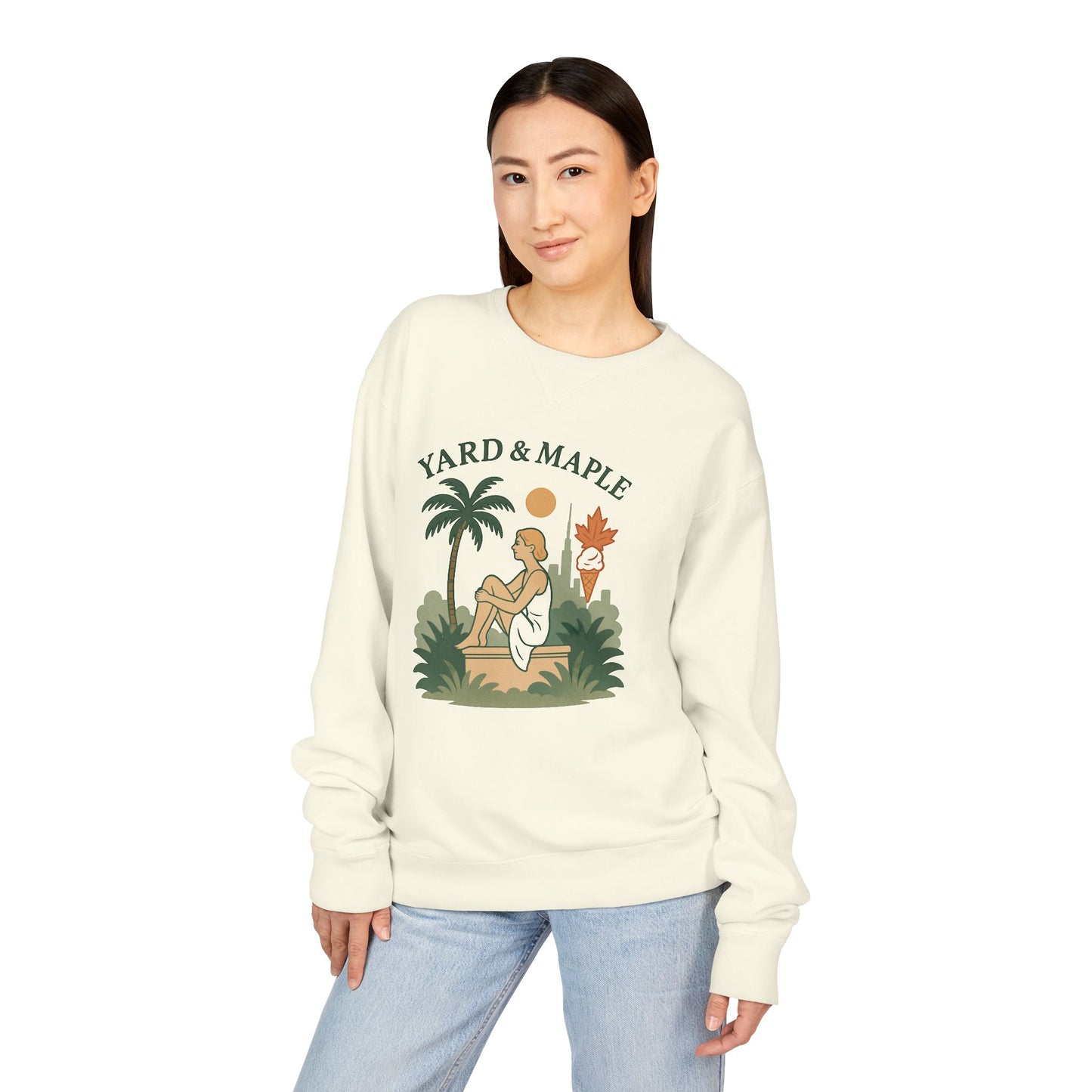 Yard & Maple Crewneck Sweatshirt, Cozy Sweatshirt, Unisex Apparel, Casual Wear, Summer Vibes, Gift for Him or Her
