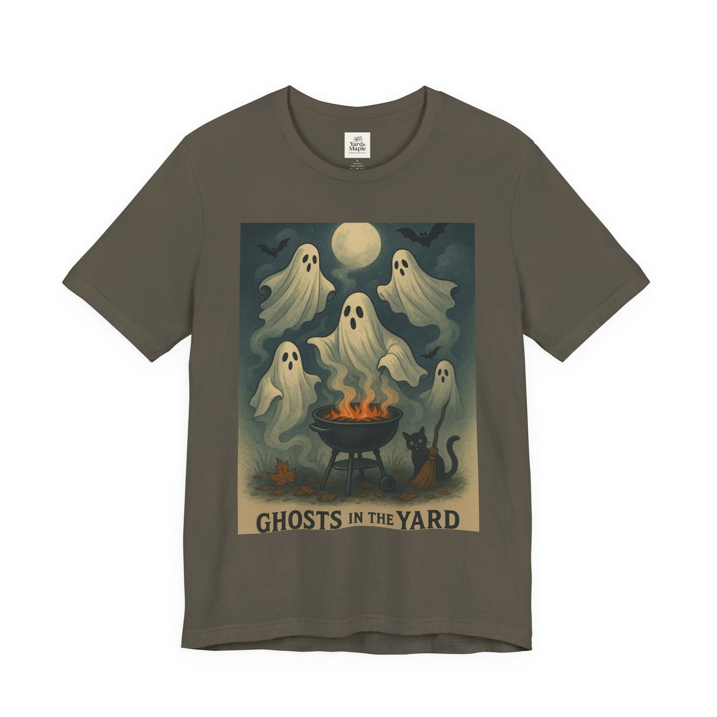 Ghosts in the Yard Tee - Spooky Unisex Short Sleeve Shirt, Halloween Shirt, Ghost Design, Casual Halloween Wear, Gift for Ghost Lovers
