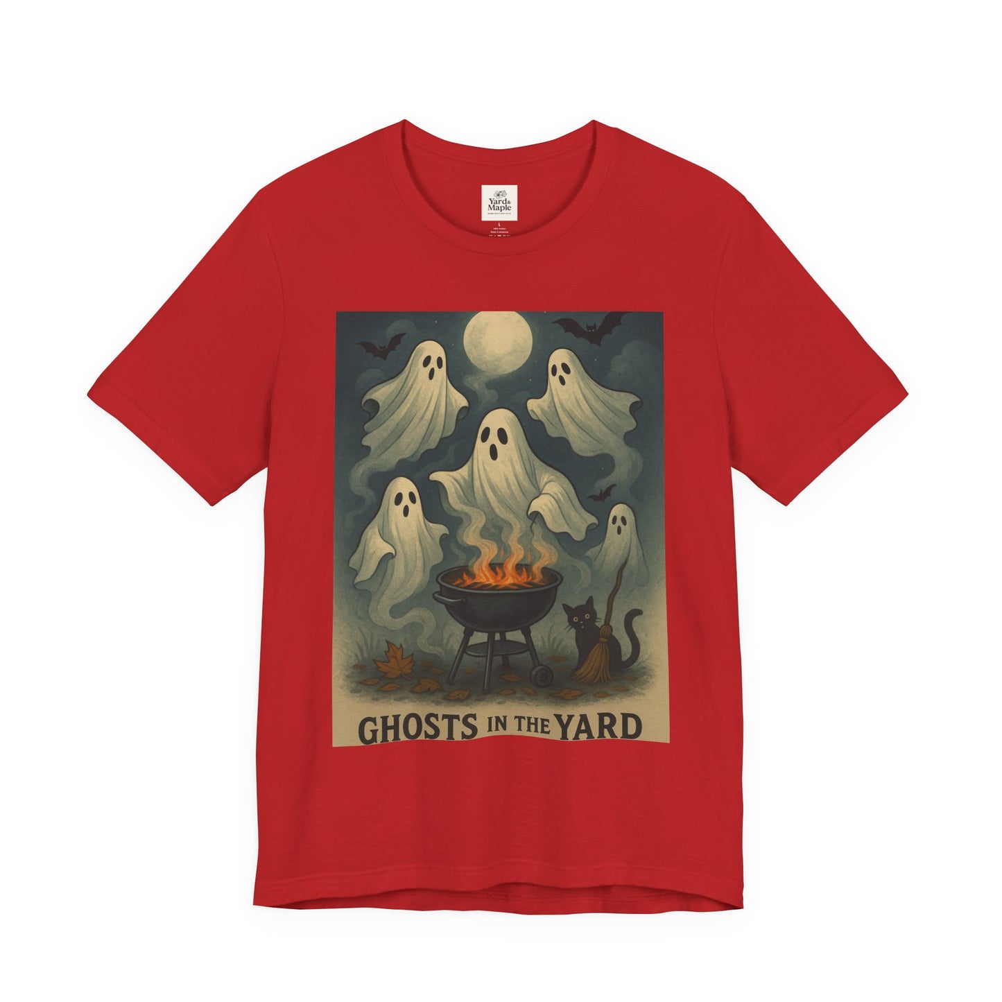 Ghosts in the Yard Tee - Spooky Unisex Short Sleeve Shirt, Halloween Shirt, Ghost Design, Casual Halloween Wear, Gift for Ghost Lovers