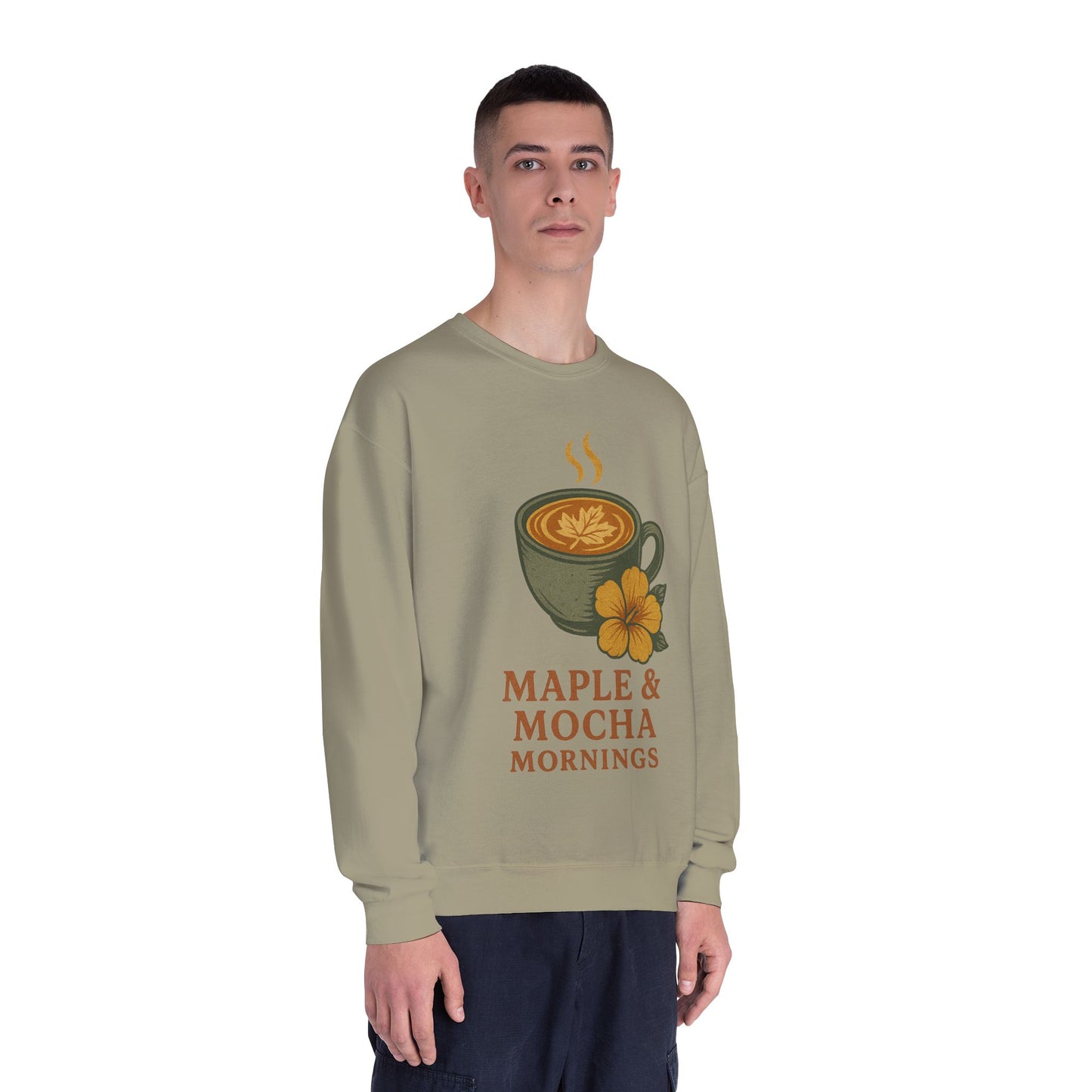 Cozy Coffee Sweatshirt - Maple & Mocha Mornings Unisex Crewneck, Warm Gift for Coffee Lovers, Casual Fall Fashion, Weekend Relaxation