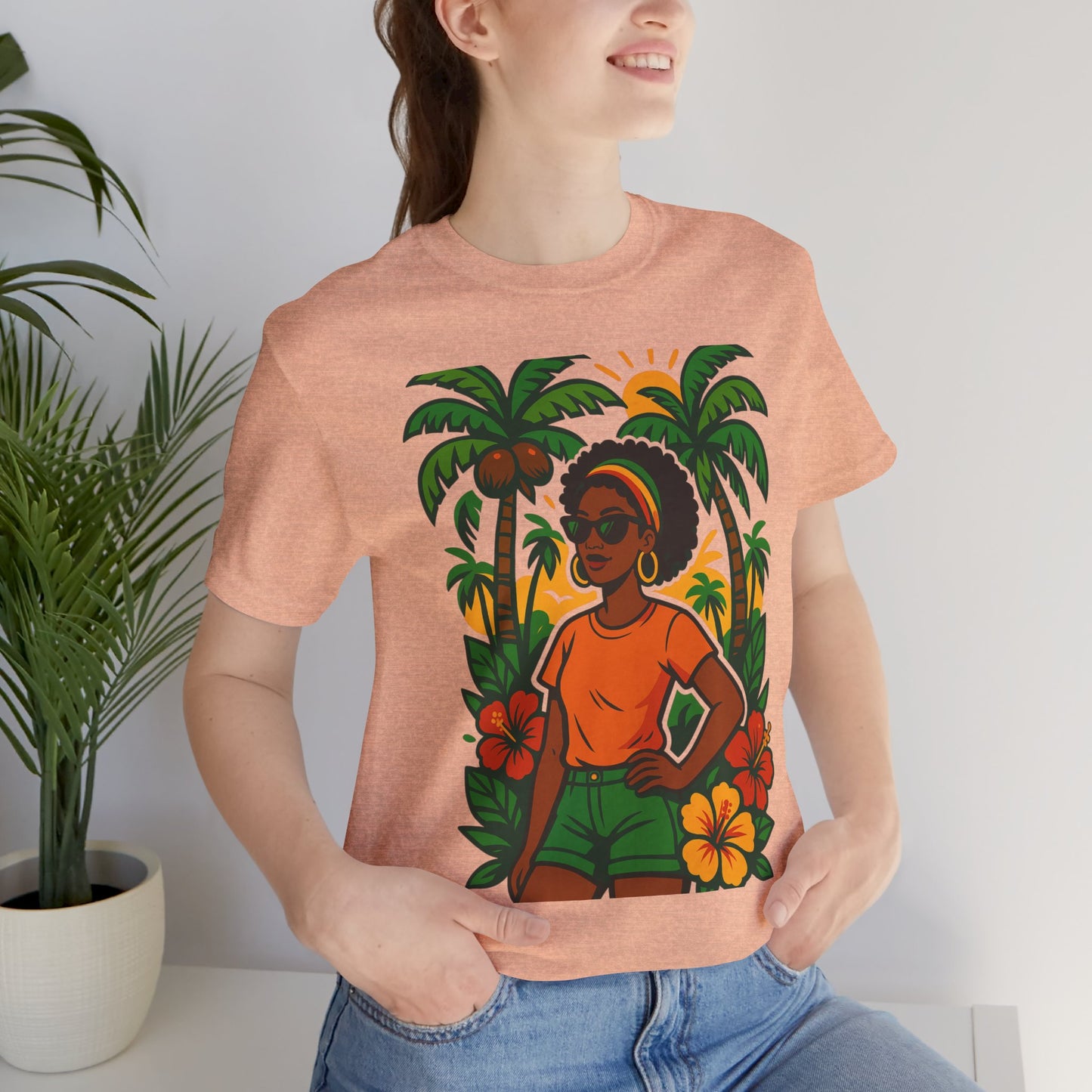 Tropical Vibe Tee, Summer Shirt, Vacation Outfit, Beach Lover Gift, Festival Wear, Floral Graphic T-Shirt