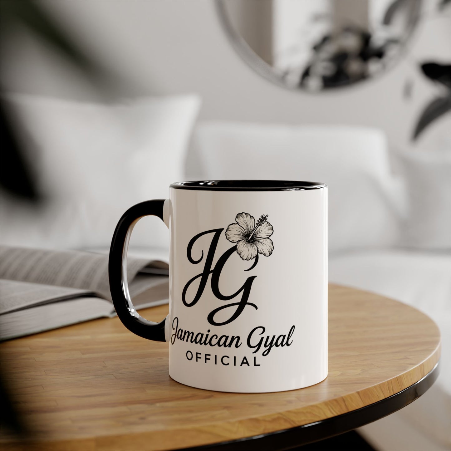 Jamaican Gyal Accent Mug, 11oz Coffee Cup, Floral Design, Gift for Her, Caribbean Culture, Tea Mug, Unique Drinkware