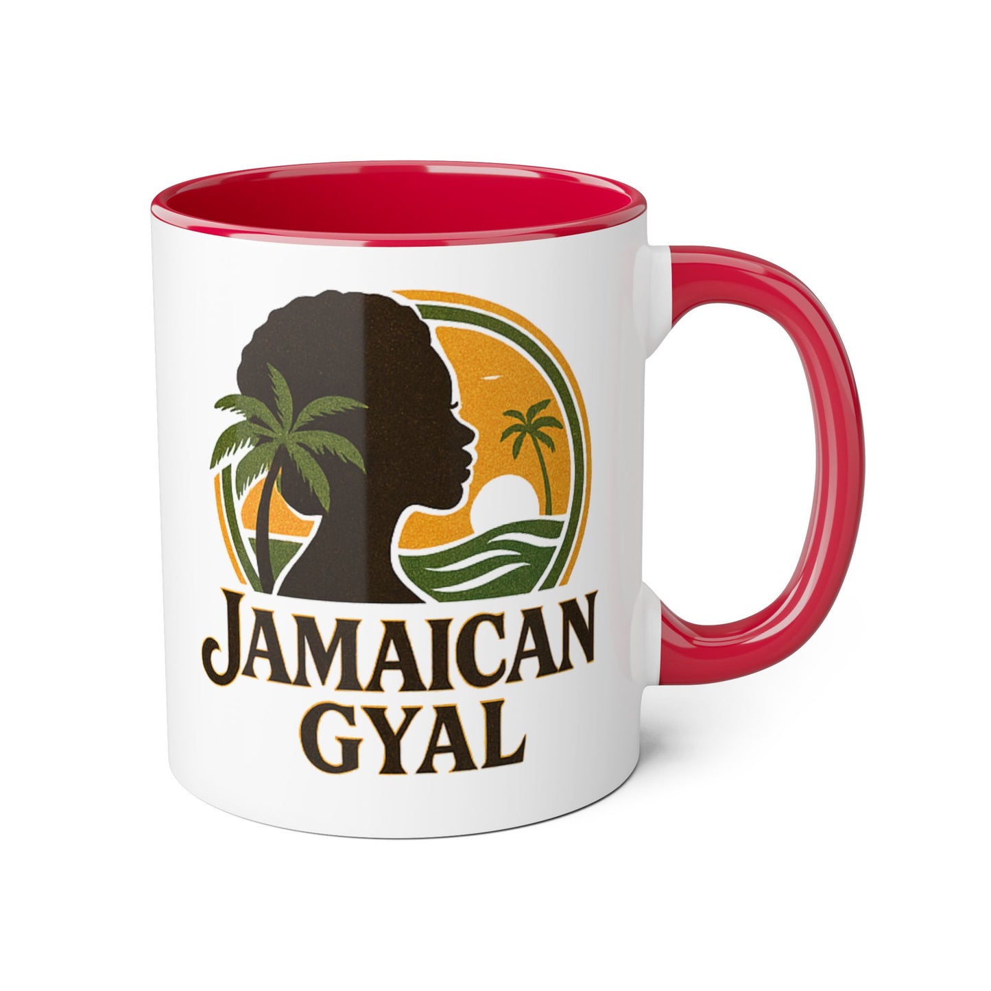 Jamaican Gyal Accent Mug, 11oz Coffee Cup, African Heritage Gift, Tropical Drinkware, Caribbean Inspiration, Black Woman Art