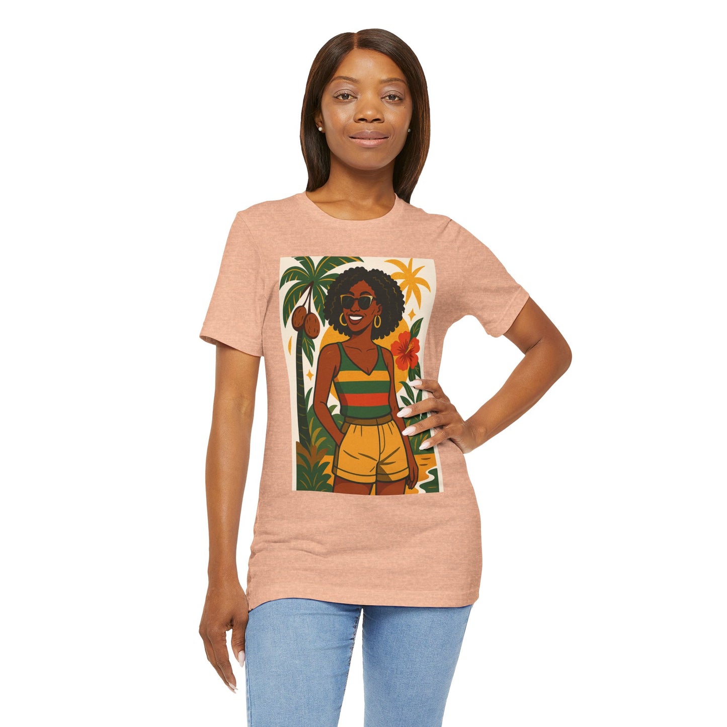 Tropical Graphic Tee for Summer Vibes, Beach Wear, Vacation Style, Graphic T-Shirt for Women, Summer Gift, Casual Outfit