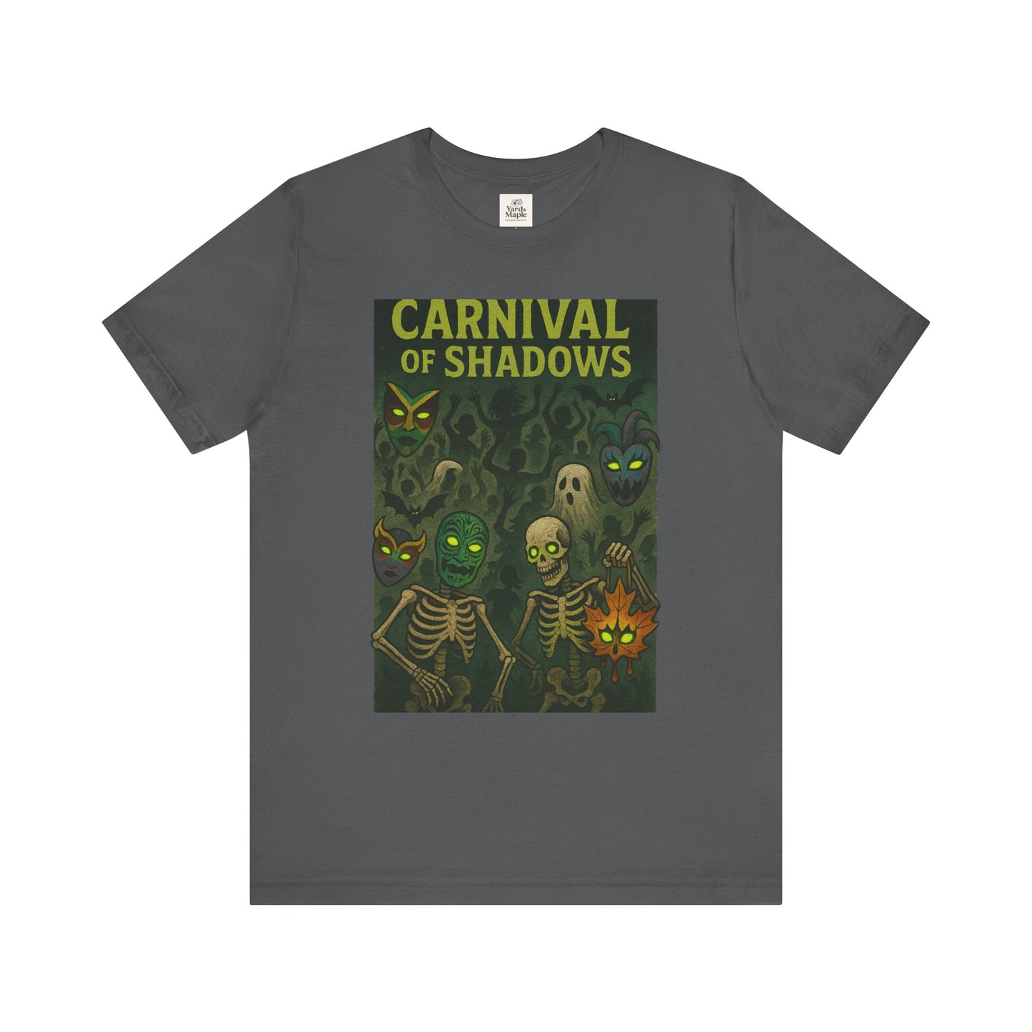 Carnival of Shadows Graphic Tee, Spooky Halloween Shirt, Unisex T-Shirt, Fun Autumn Wear, Perfect for Parties, Horror Lovers Clothing