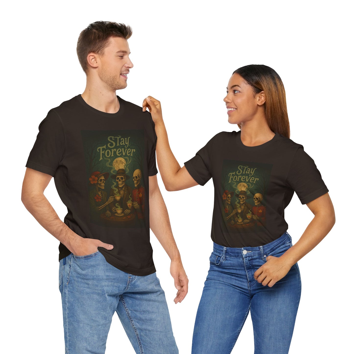 Stay Forever Halloween T-Shirt, Unisex Jersey Tee for Spooky Season, Day of the Dead, Casual Wear, Unique Gift Idea