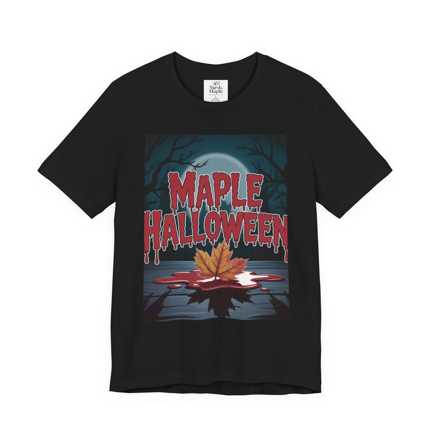 Maple Halloween Tee - Spooky Unisex Jersey Short Sleeve T-Shirt for Autumn Celebrations, Halloween Parties, Fall Fashion, Unique Gift