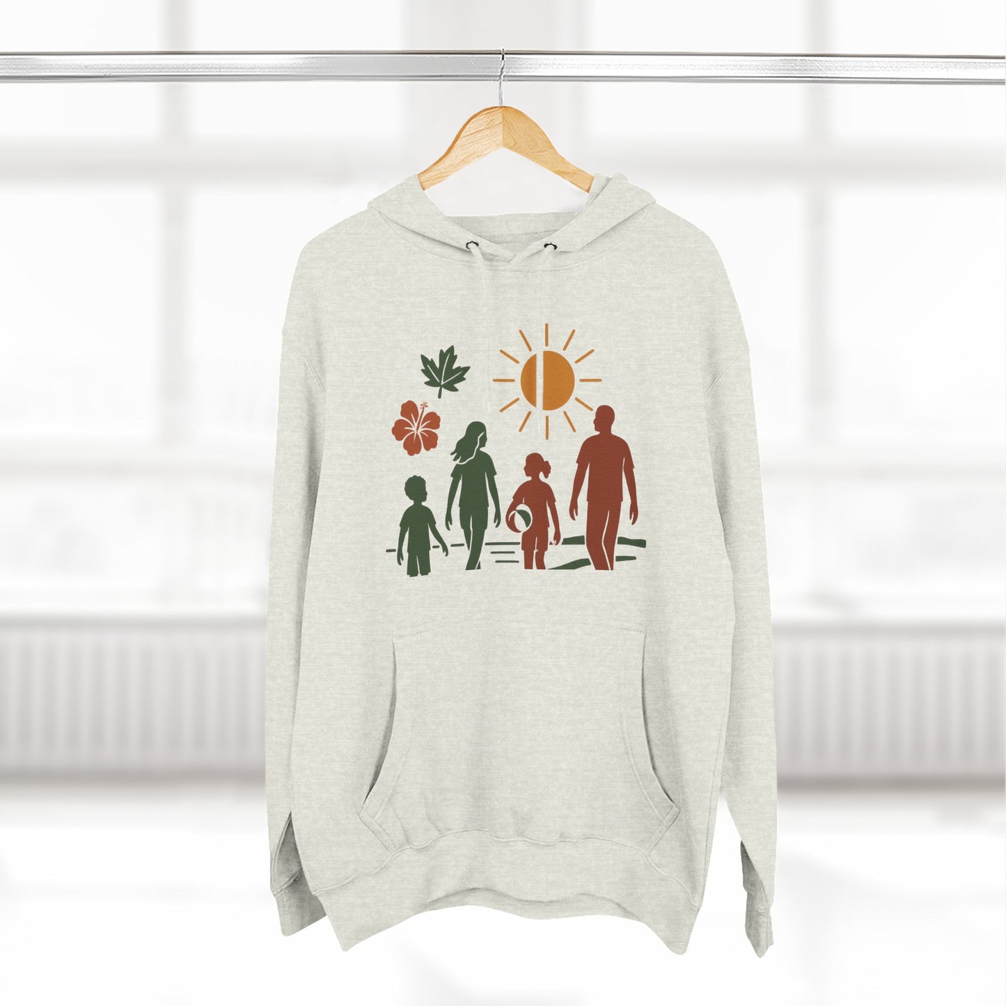 Family Bonding Three-Panel Hoodie, Cozy Family Artwork Fleece, Casual Family Gatherings Sweatshirt, Family Love Hooded Top, Gift for Parents