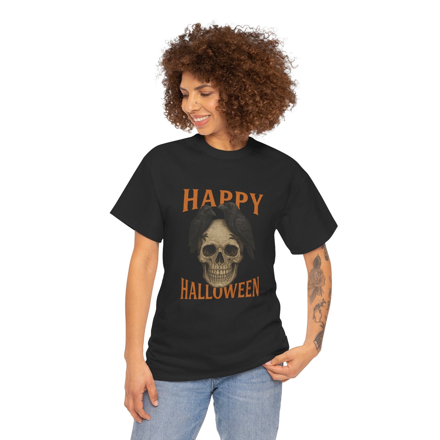 Halloween Skull Unisex Cotton Tee, Spooky T-Shirt, October Fashion, Costume Party Wear, Fall Celebration Shirt