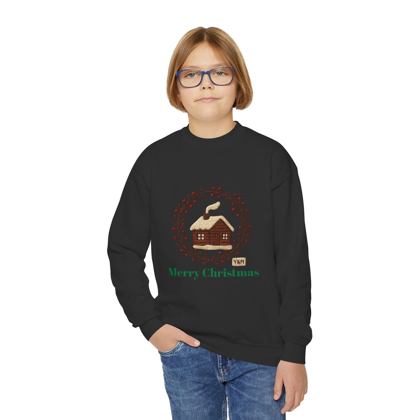 Christmas Youth Crewneck Sweatshirt, Holiday Gift, Cozy Winter Sweater, Festive Christmas Apparel, Toddler Sweatshirt