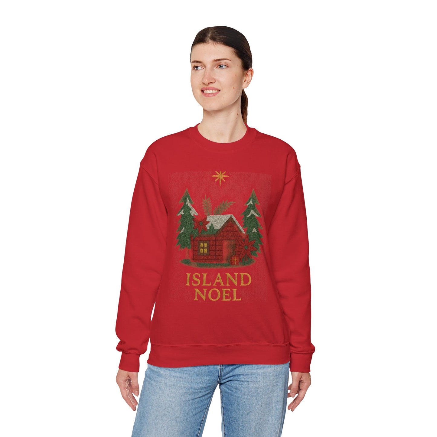 Cozy Holiday Sweatshirt - Island Noel Design, Unisex Christmas Crewneck, Winter Apparel, Gift for Him/Her, Seasonal Fashion