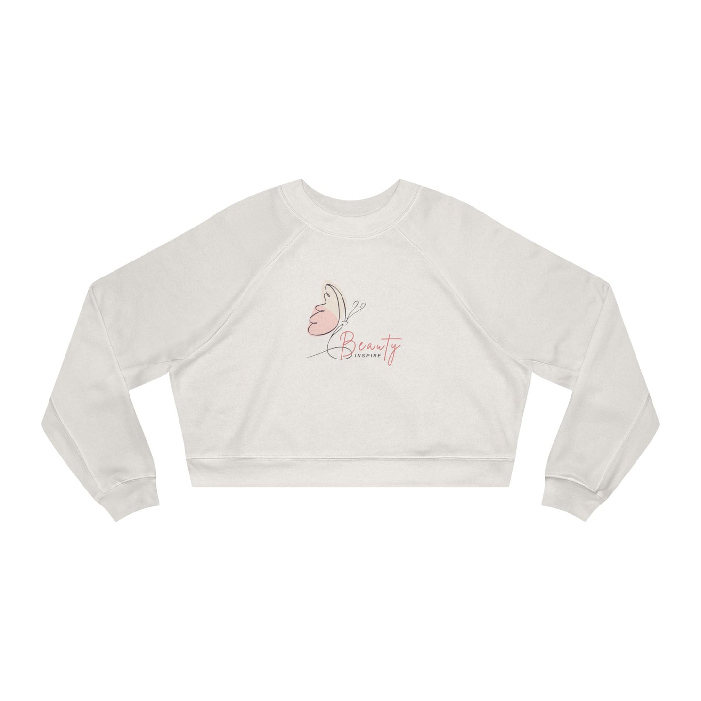 Women's Fleece Crop Pullover - Butterfly Design, Cozy Sweatshirt, Spring Fashion, Gift for Her, Casual Wear, Cute Layering Piece