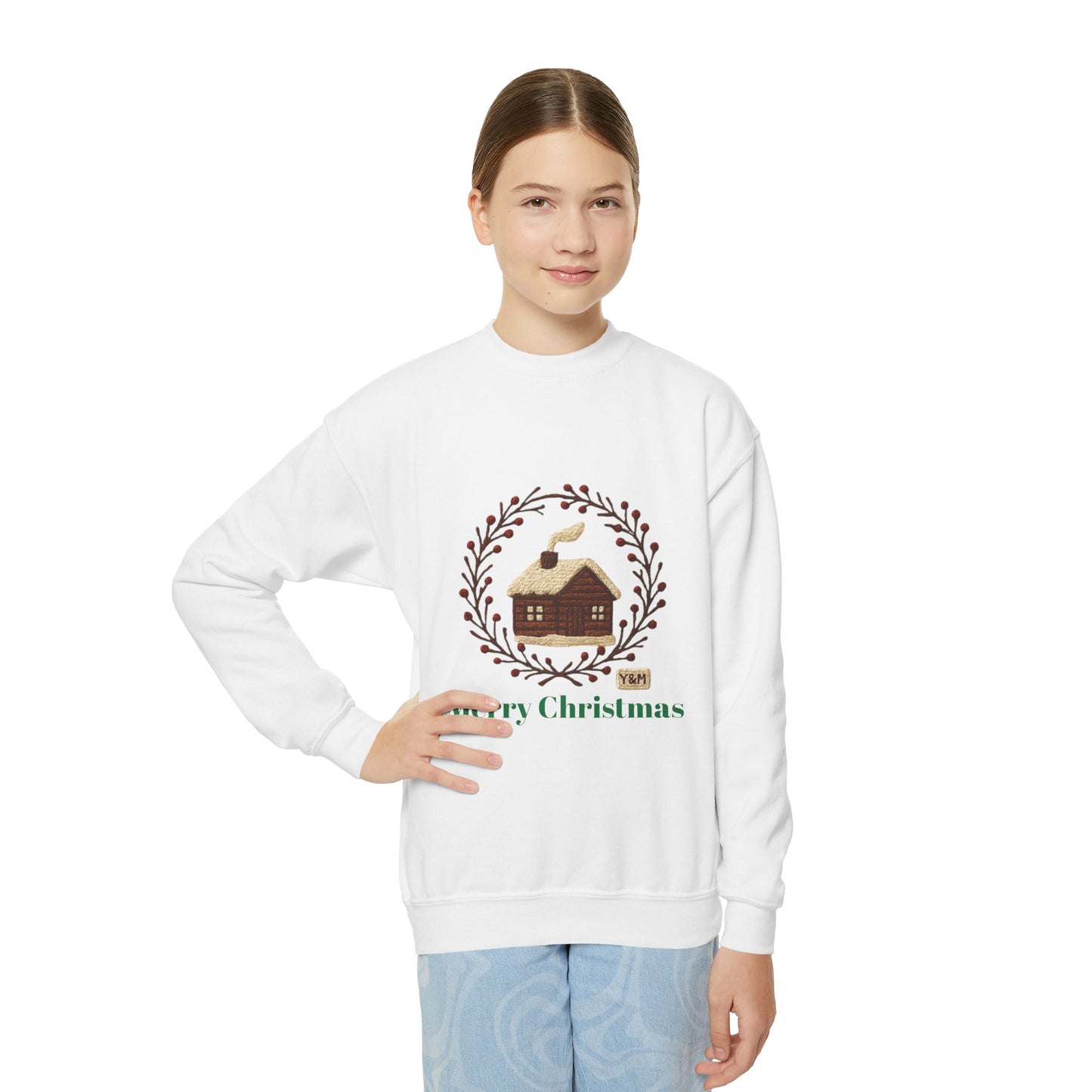 Christmas Youth Crewneck Sweatshirt, Holiday Gift, Cozy Winter Sweater, Festive Christmas Apparel, Toddler Sweatshirt