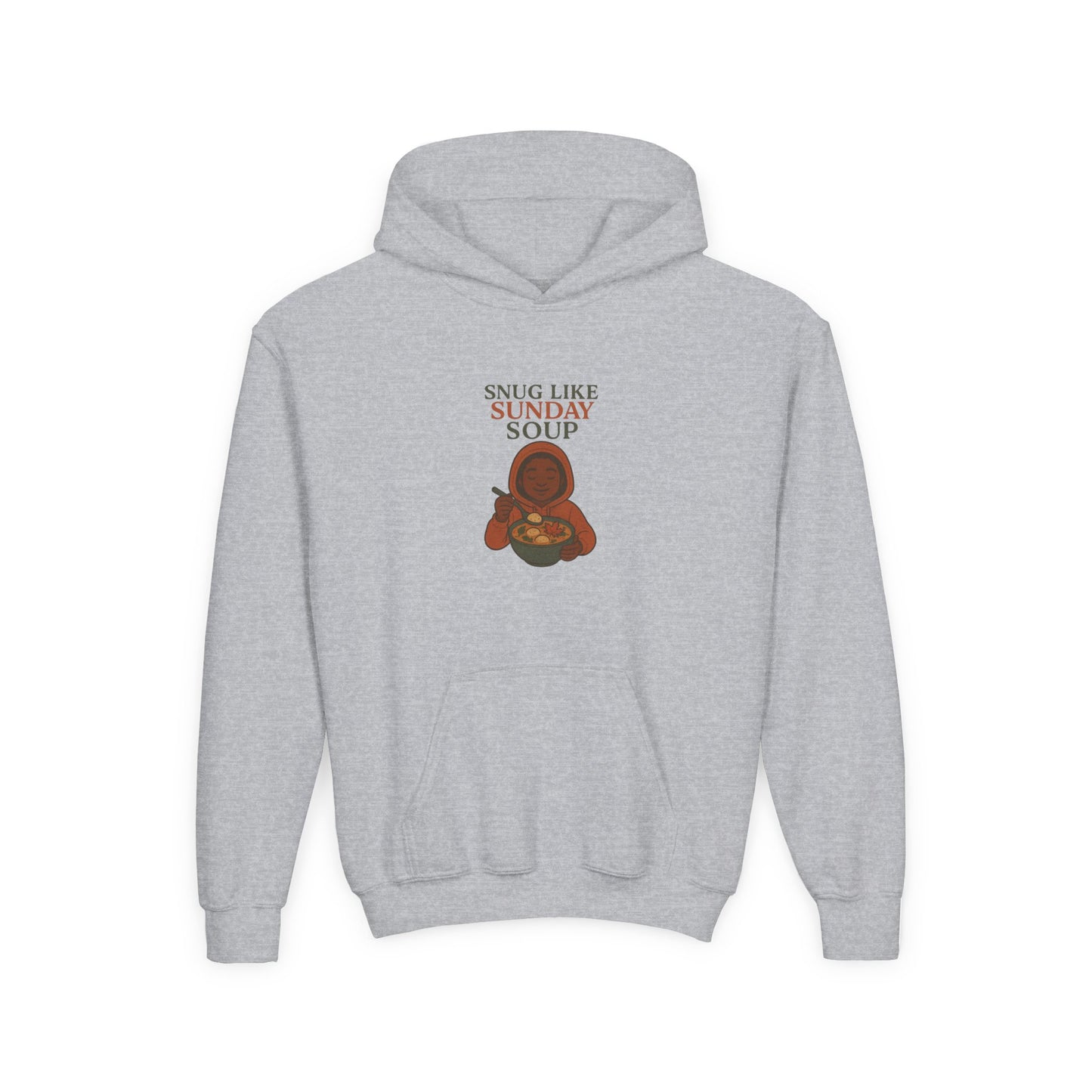 Snug Like Sunday Soup Youth Hoodie - Cozy Kids Sweatshirt, Gifts for Children, Chill Day Apparel, Double Duty Comfort