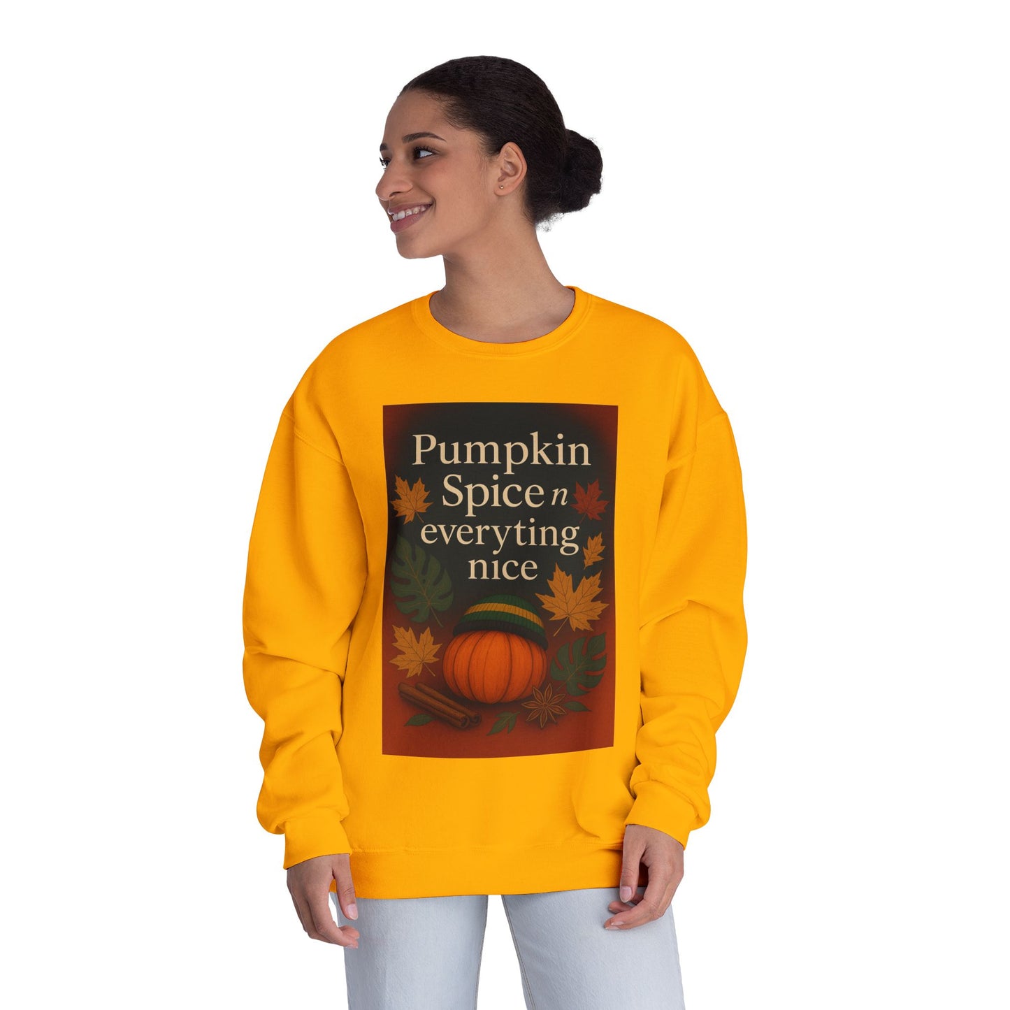 Cozy Fall Sweatshirt | Pumpkin Spice & Everything Nice | Perfect for Autumn Gatherings, Thanksgiving, and Casual Wear