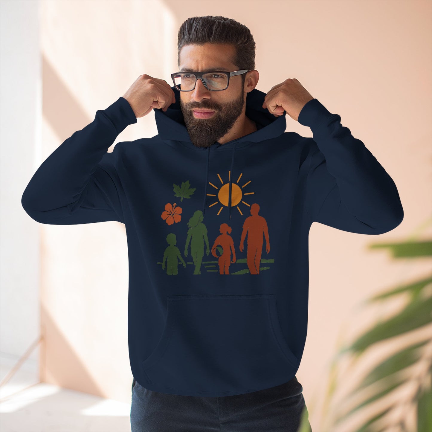 Family Bonding Three-Panel Hoodie, Cozy Family Artwork Fleece, Casual Family Gatherings Sweatshirt, Family Love Hooded Top, Gift for Parents