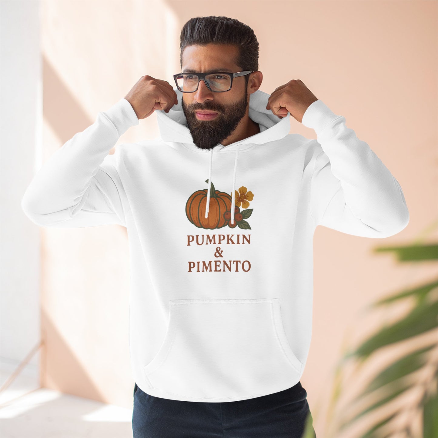 Pumpkin & Pimento Fleece Hoodie | Cozy Fall Sweater, Autumn Fashion, Comfortable Casual Wear, Gift for Pumpkin Lovers, Halloween Apparel