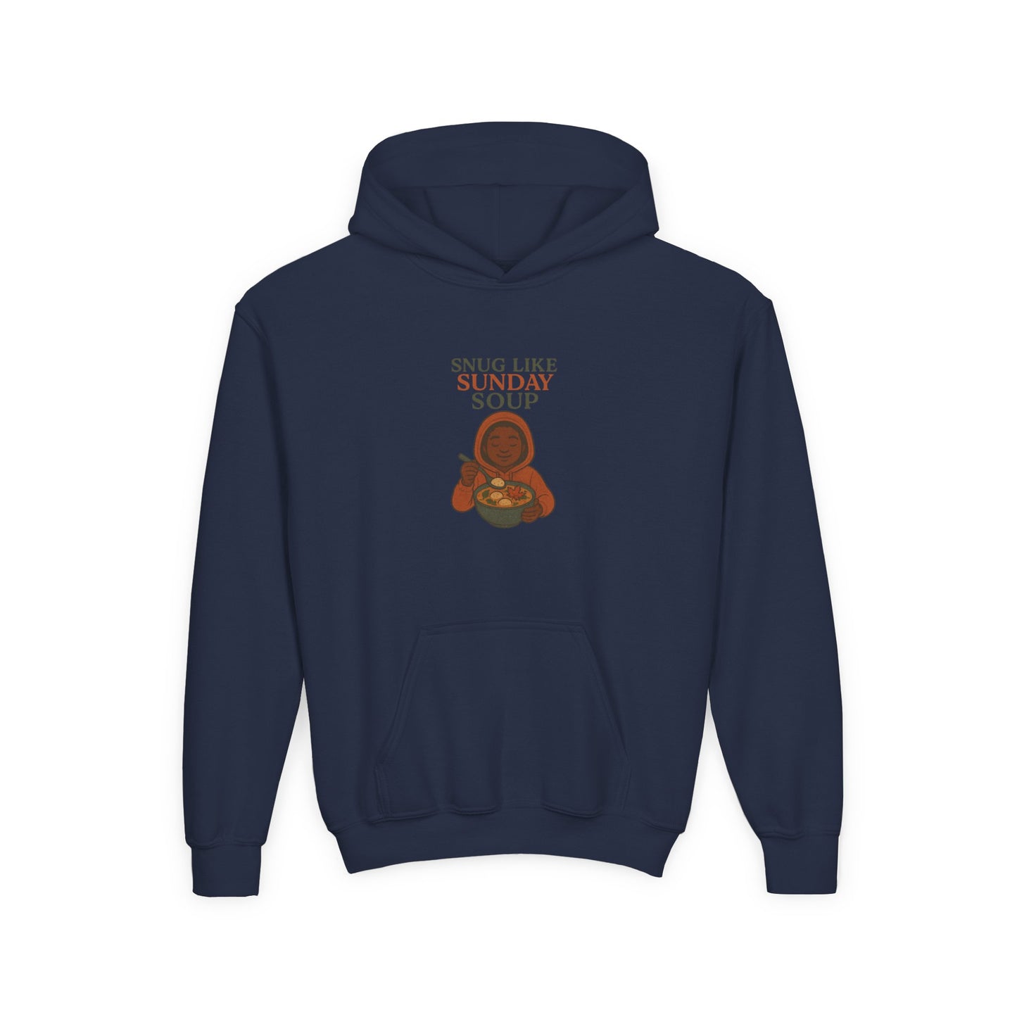 Snug Like Sunday Soup Youth Hoodie - Cozy Kids Sweatshirt, Gifts for Children, Chill Day Apparel, Double Duty Comfort